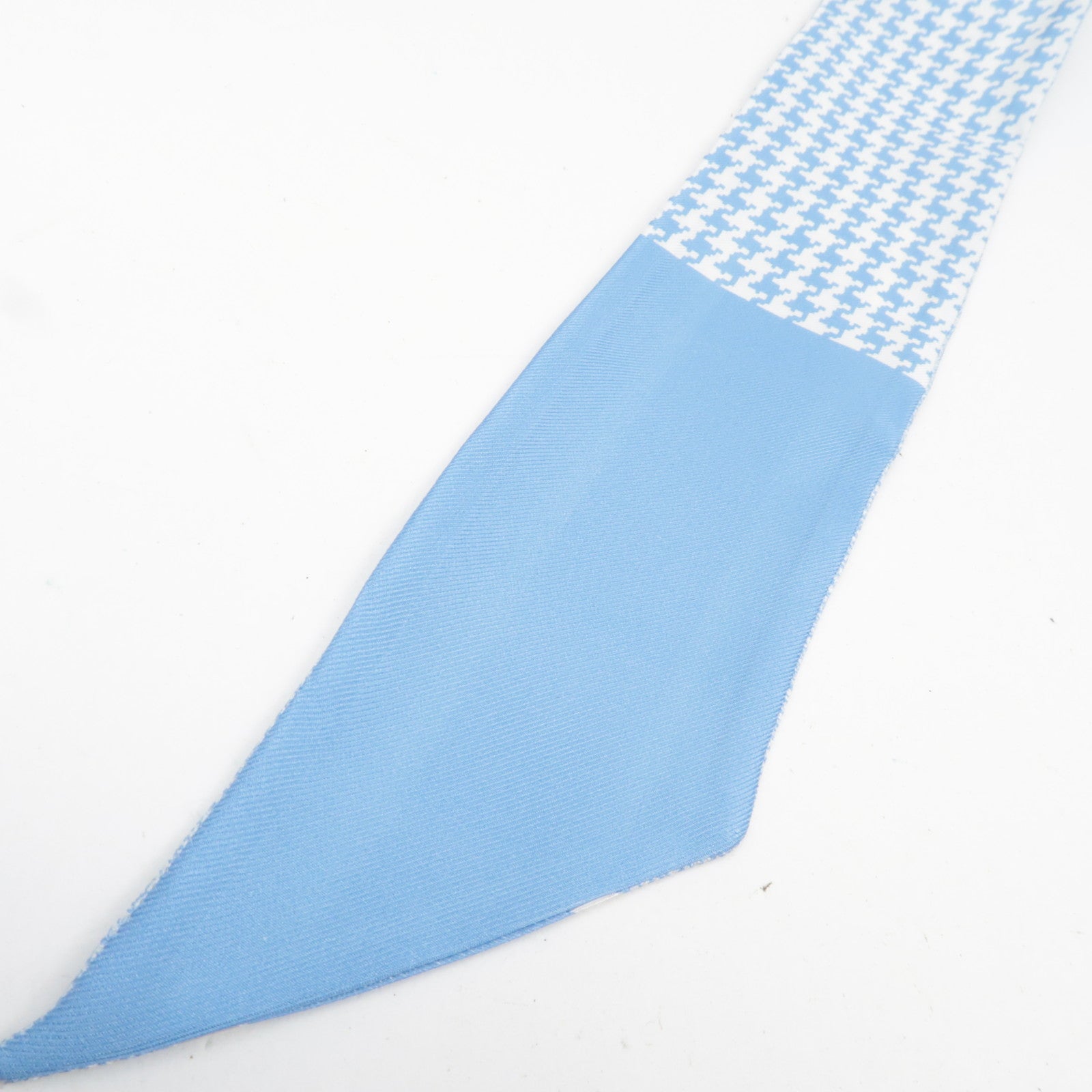 Christian Dior Mitzah Twilly Houndstooth Scarf 100% Silk Blue