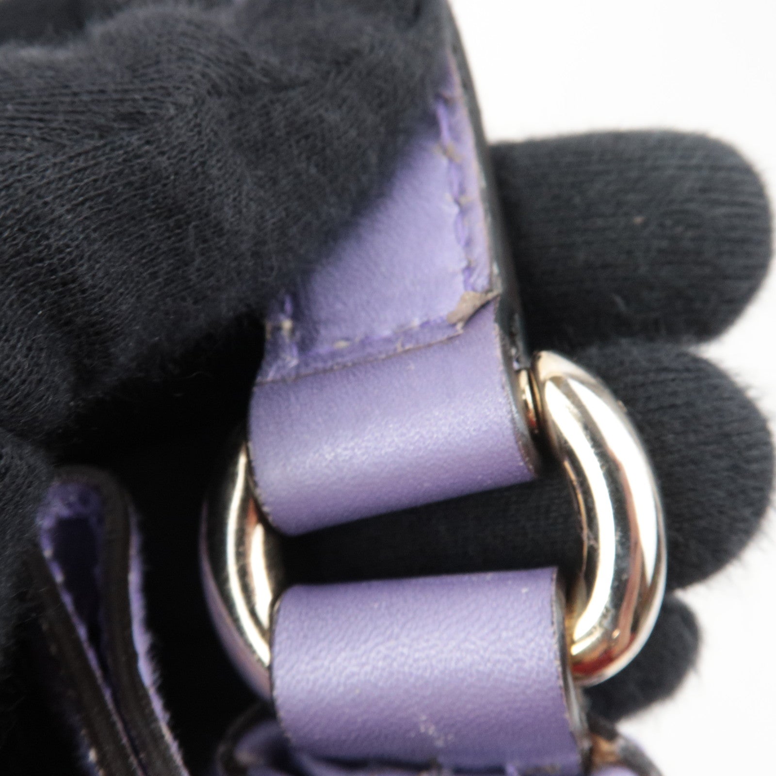 GUCCI Lovely GG Canvas Leather Shoulder Bag Beige Purple 257072