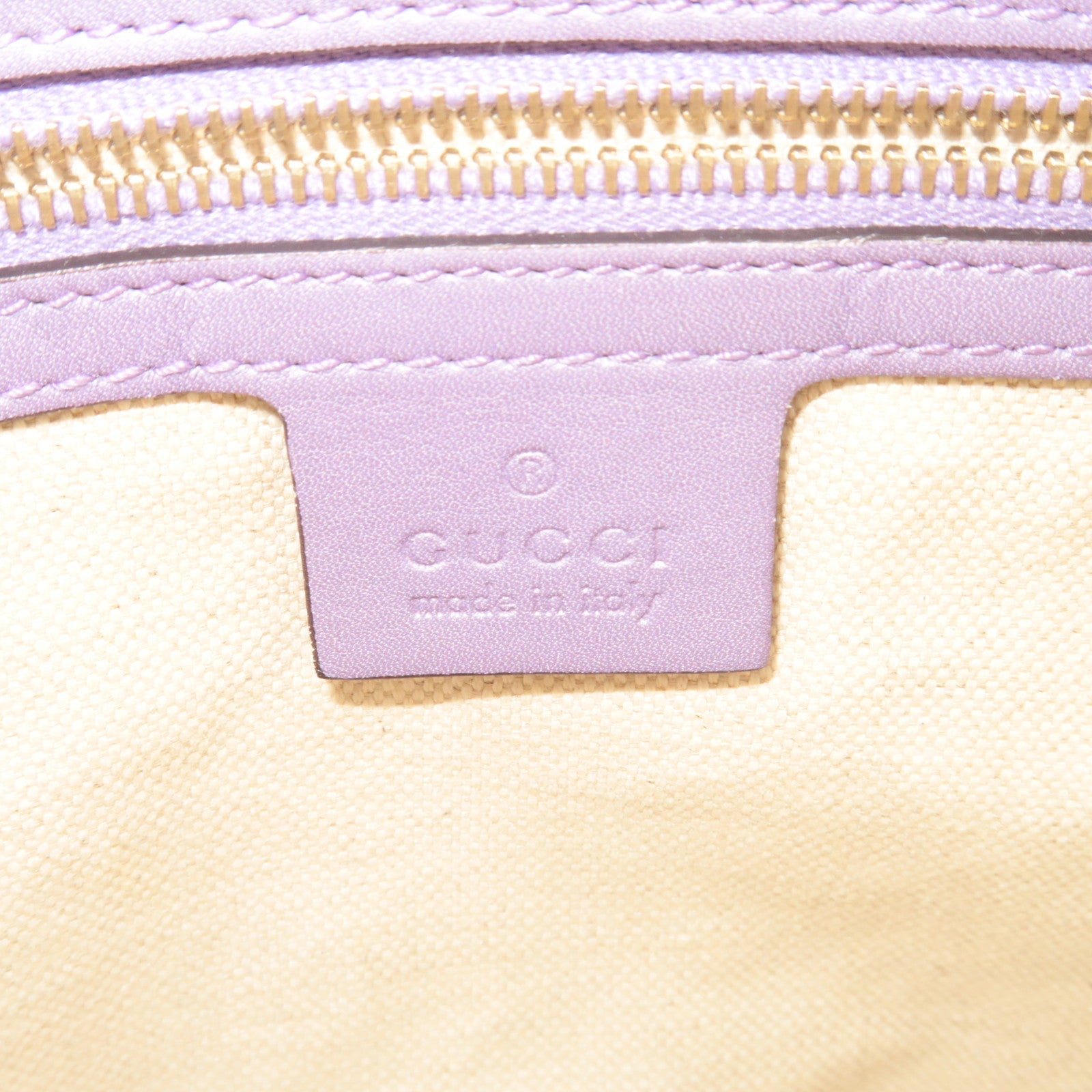 GUCCI Lovely GG Canvas Leather Shoulder Bag Beige Purple 257072