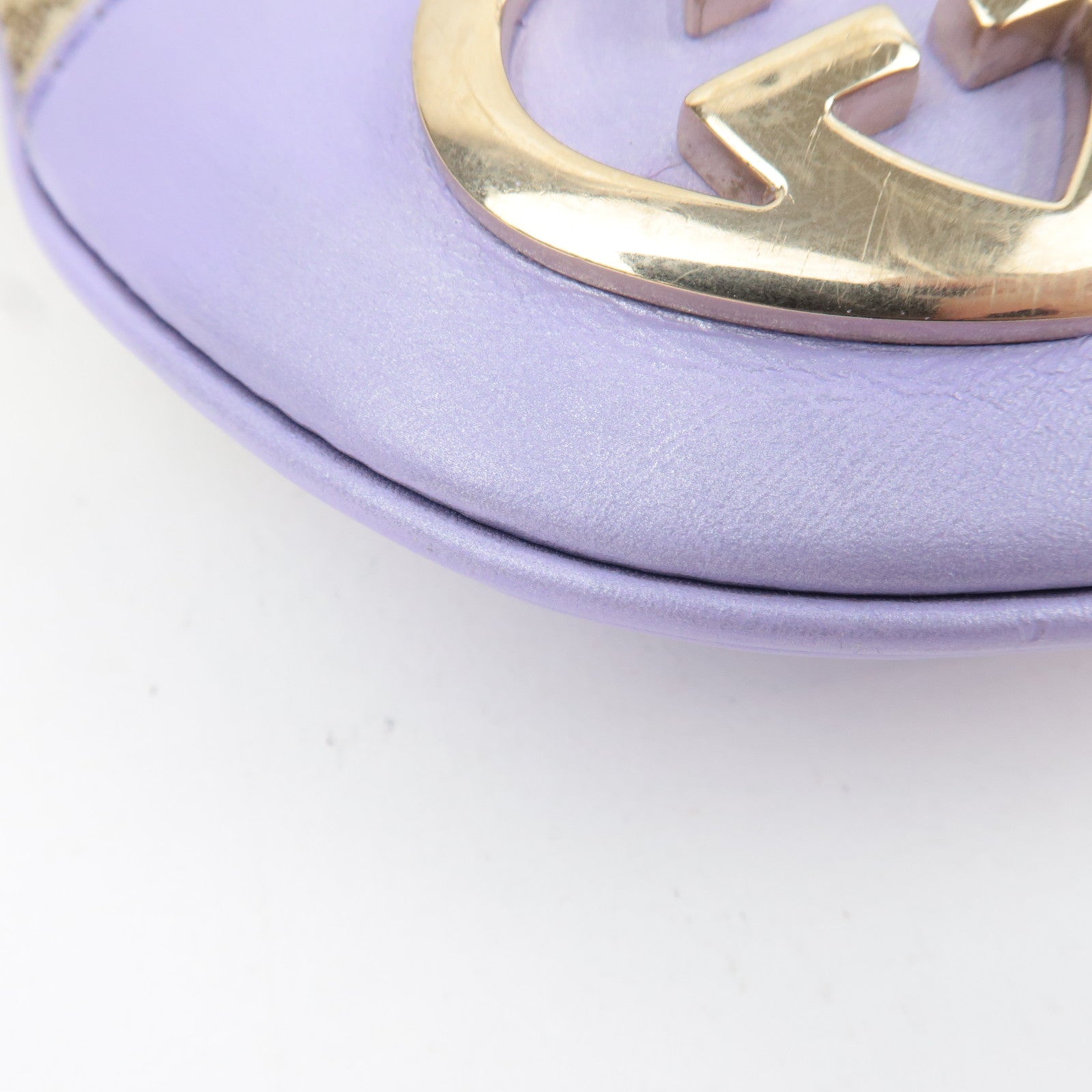 GUCCI Lovely GG Canvas Leather Shoulder Bag Beige Purple 257072