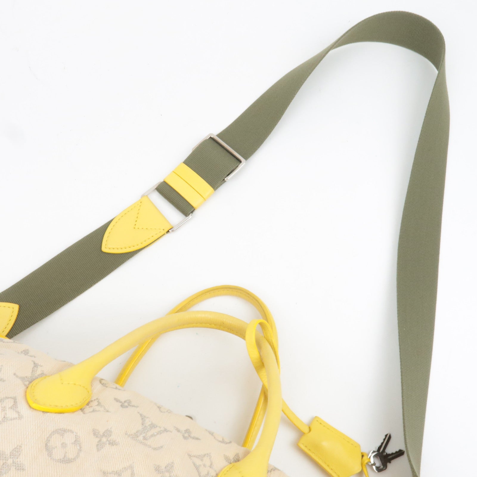 Louis Vuitton Monogram Denim Speedy Round Handbag Jaune M40709 AR0122 *Strap, Key Lock, Clochette