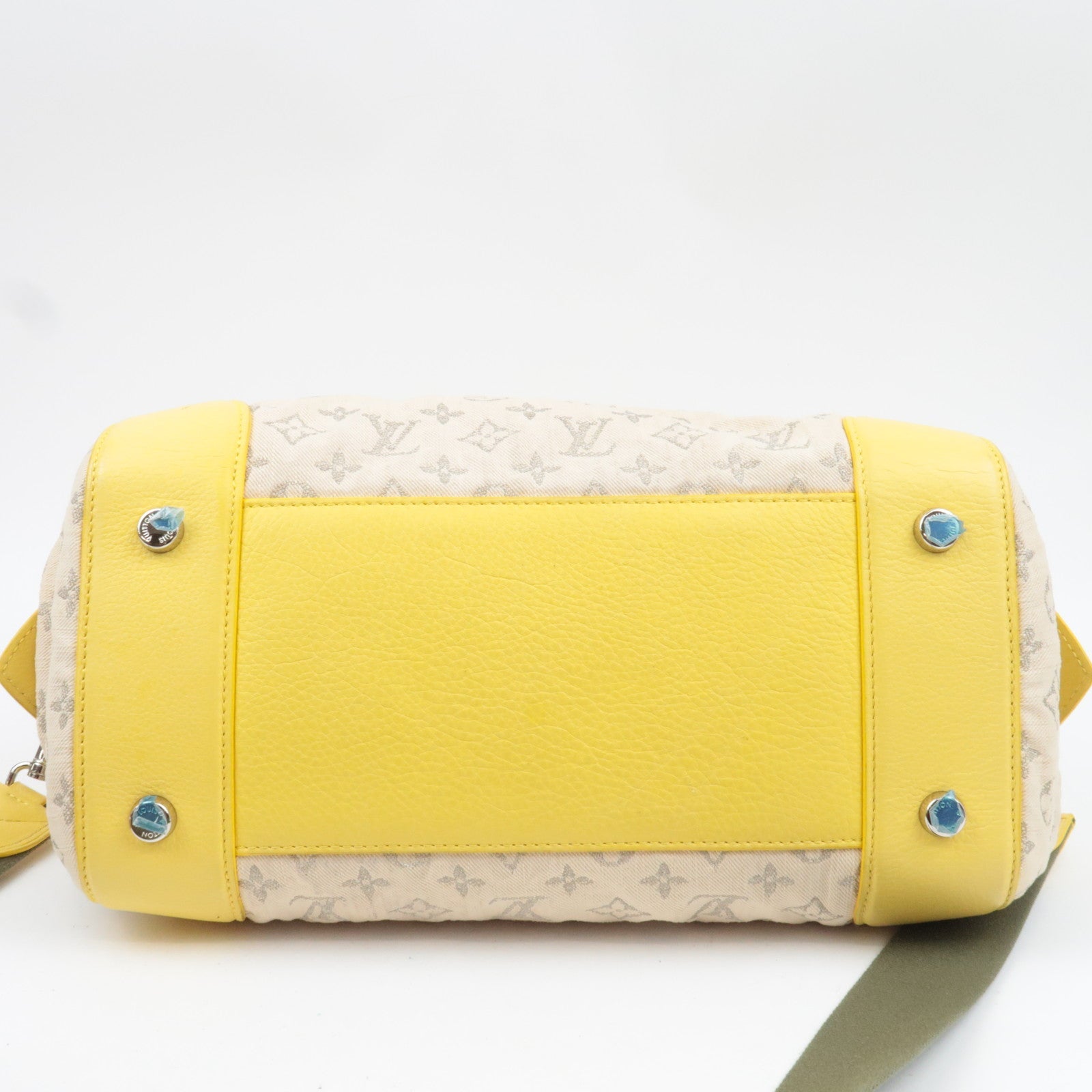 Louis Vuitton Monogram Denim Speedy Round Handbag Jaune M40709 AR0122 *Strap, Key Lock, Clochette