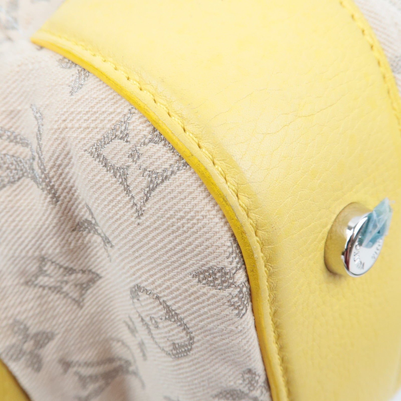 Louis Vuitton Monogram Denim Speedy Round Handbag Jaune M40709 AR0122 *Strap, Key Lock, Clochette