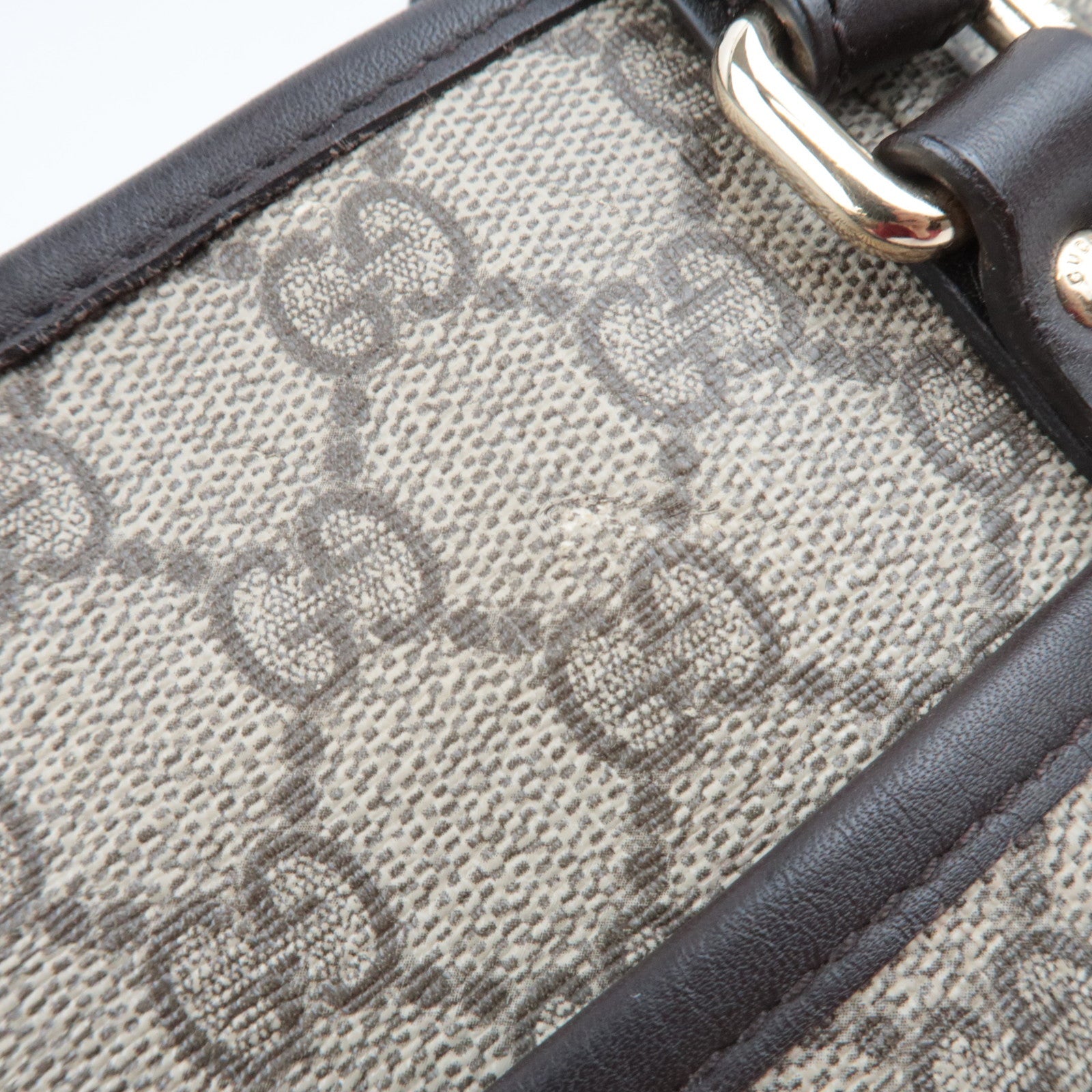 GUCCI 2Way Tote Bag GG Supreme Leather Beige Brown 388929 *Strap