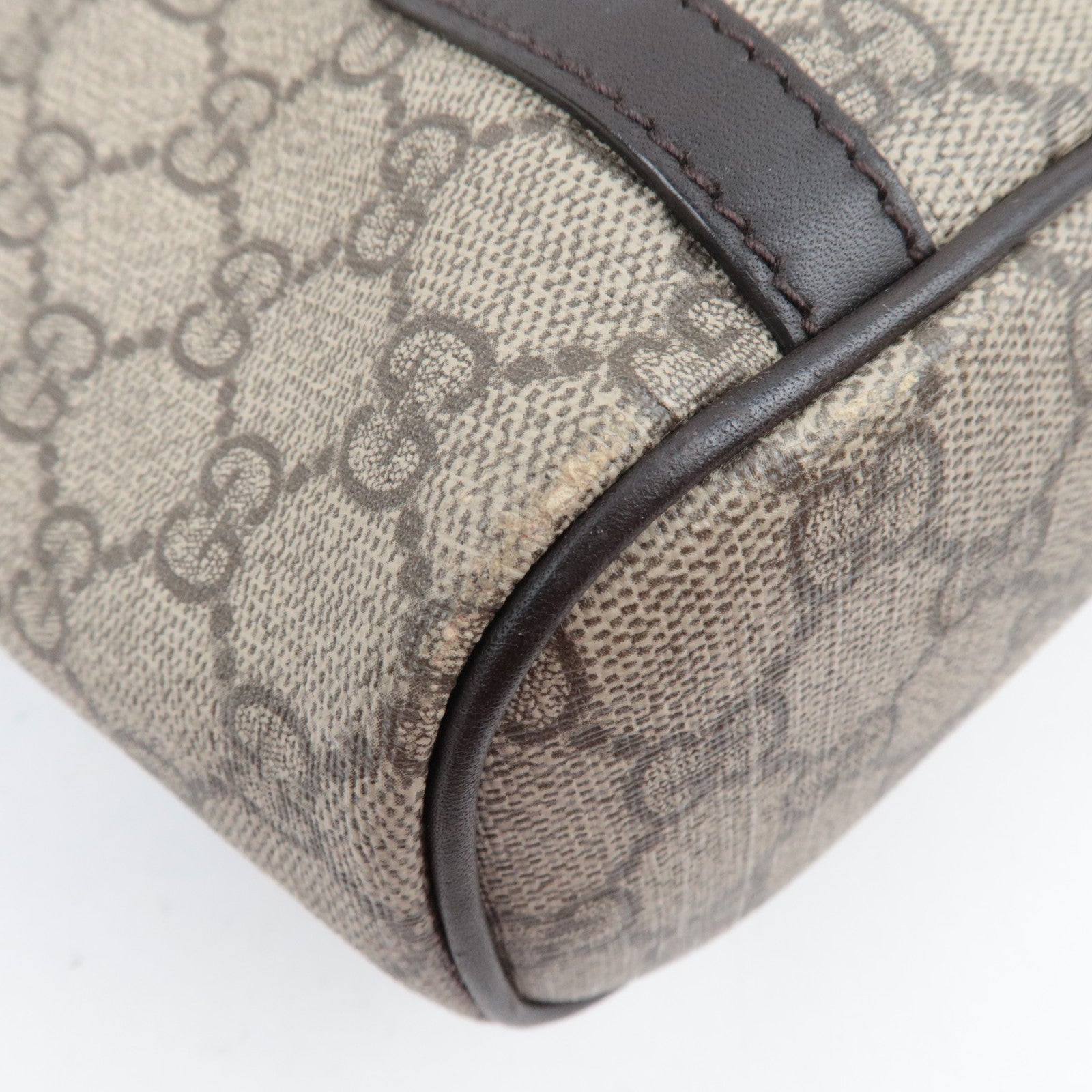 GUCCI 2Way Tote Bag GG Supreme Leather Beige Brown 388929 *Strap