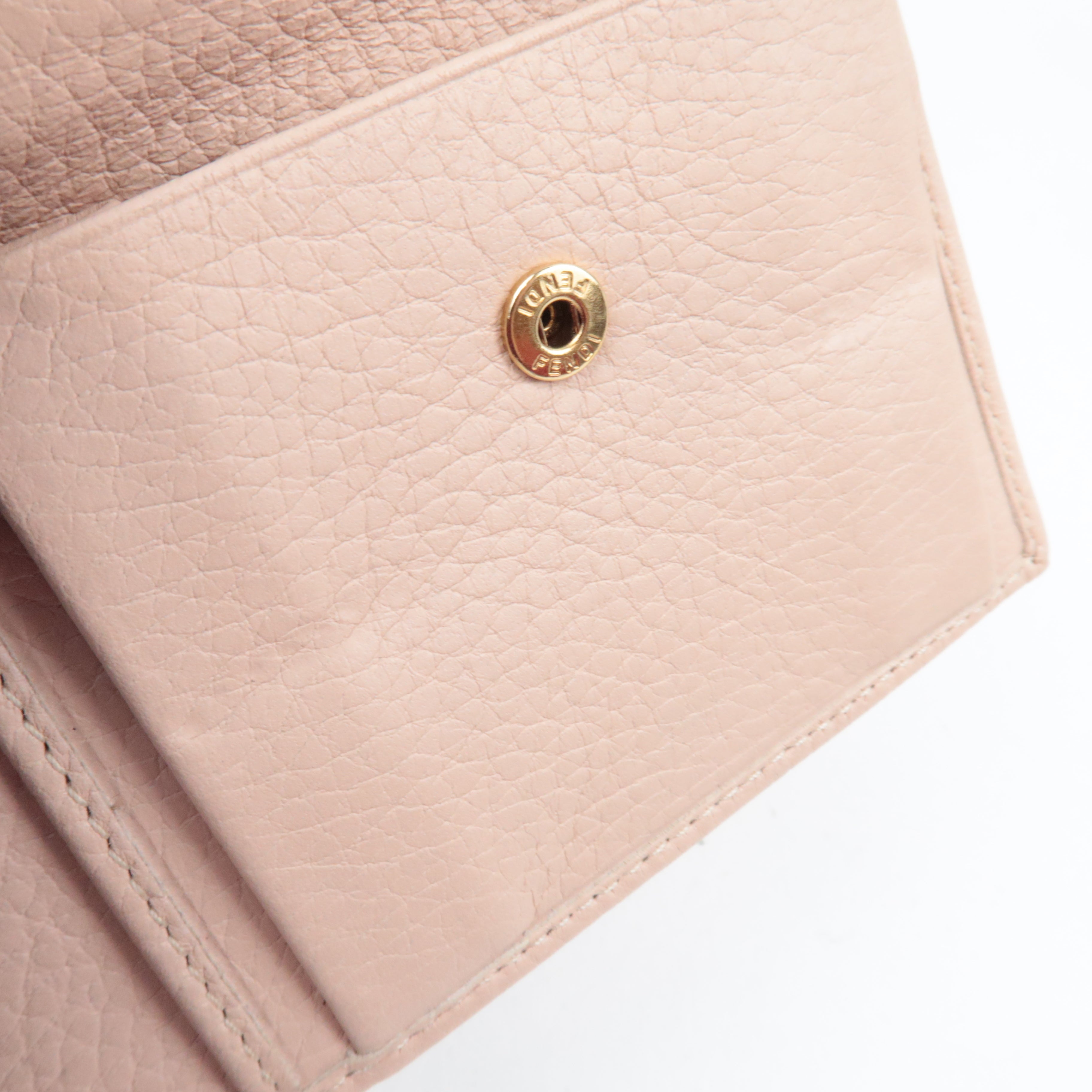 FENDI Zucchino Tri-Fold Wallet Canvas Leather Multicolor Beige 8M0177 *Dust bag