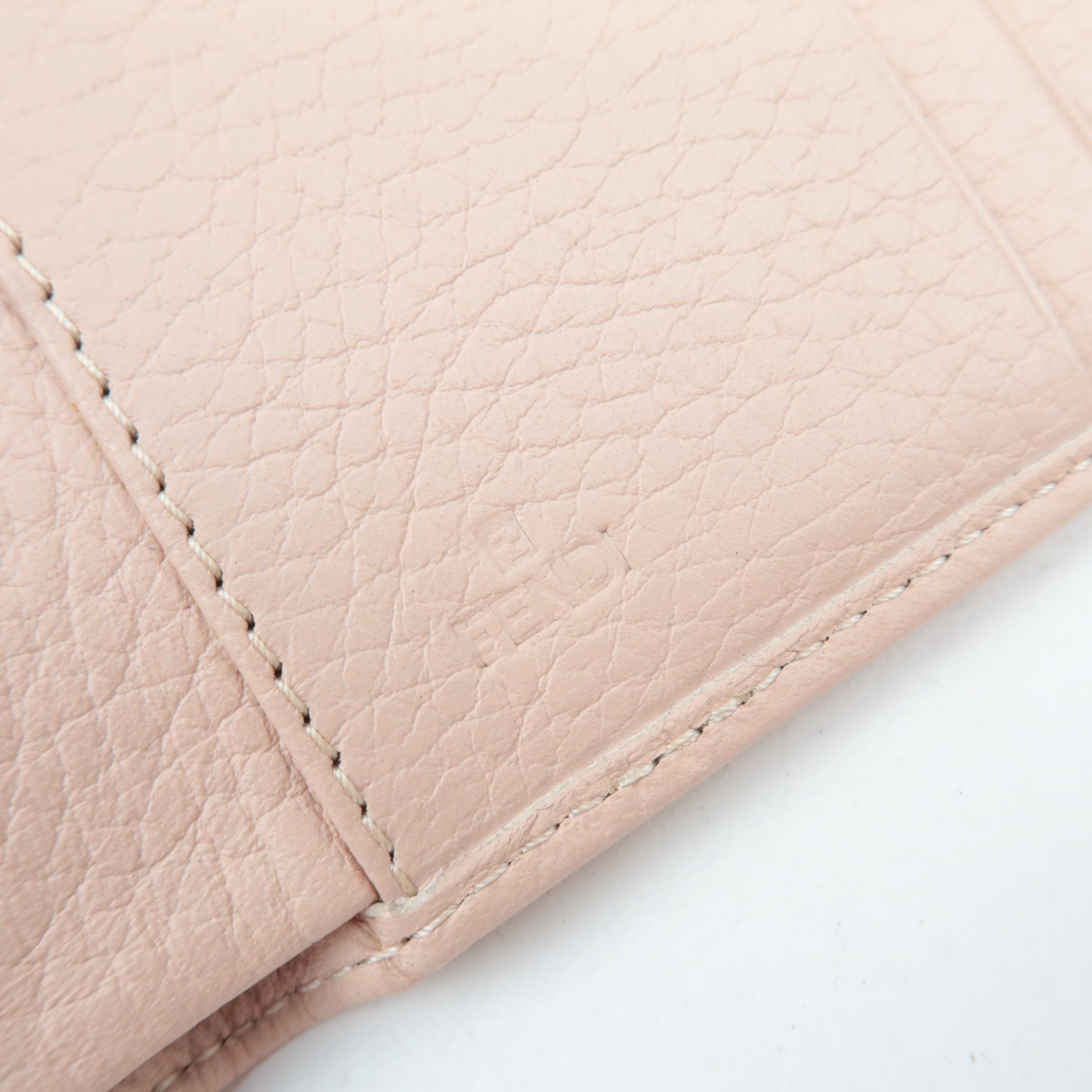 FENDI Zucchino Tri-Fold Wallet Canvas Leather Multicolor Beige 8M0177 *Dust bag