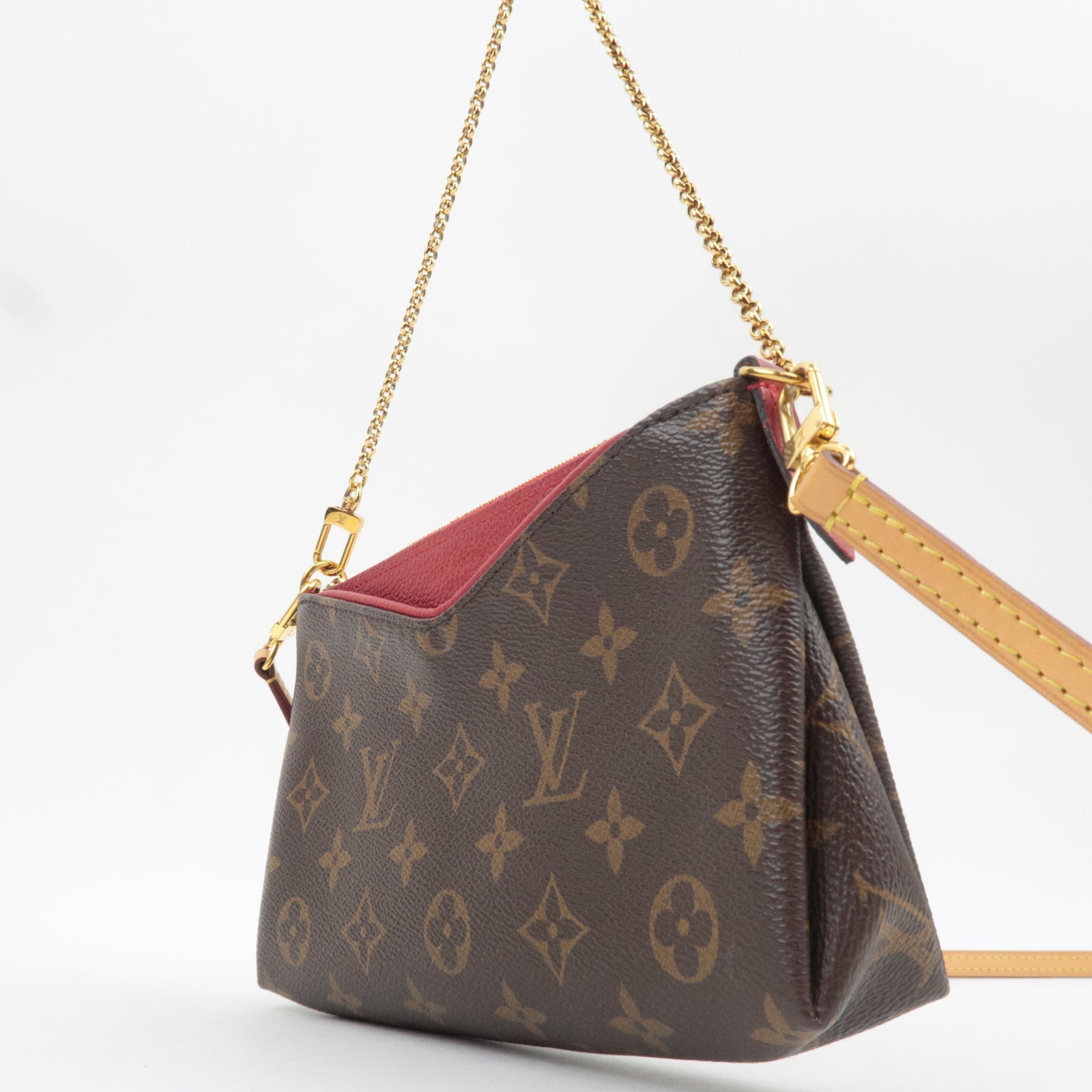 Louis Vuitton Monogram Pallas Clutch Shoulder Bag Cerise M41638 GI4156 *Dust bag, Strap