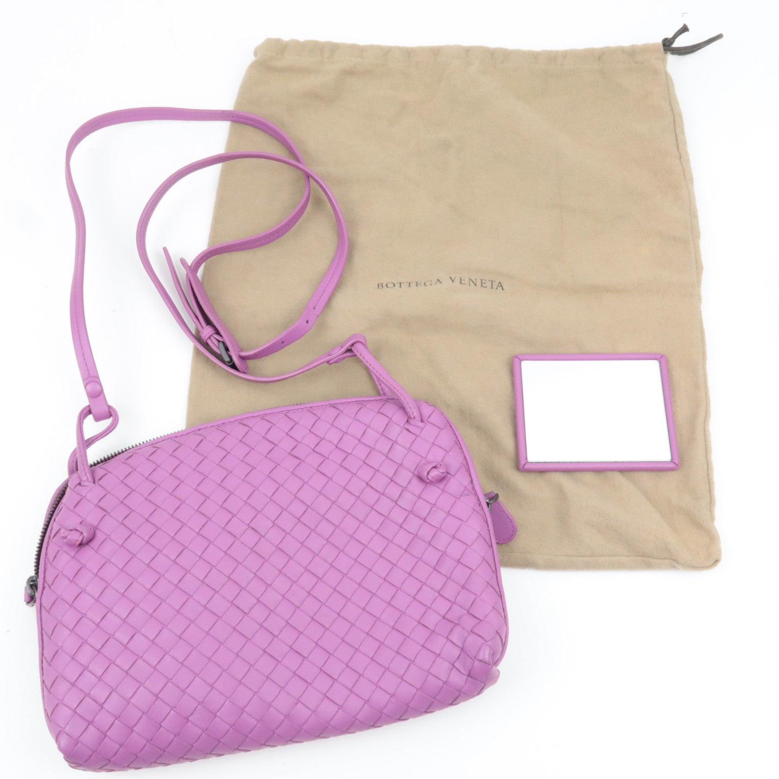 BOTTEGA VENETA Intrecciato Shoulder Bag Leather Purple *Dust bag, Mirror