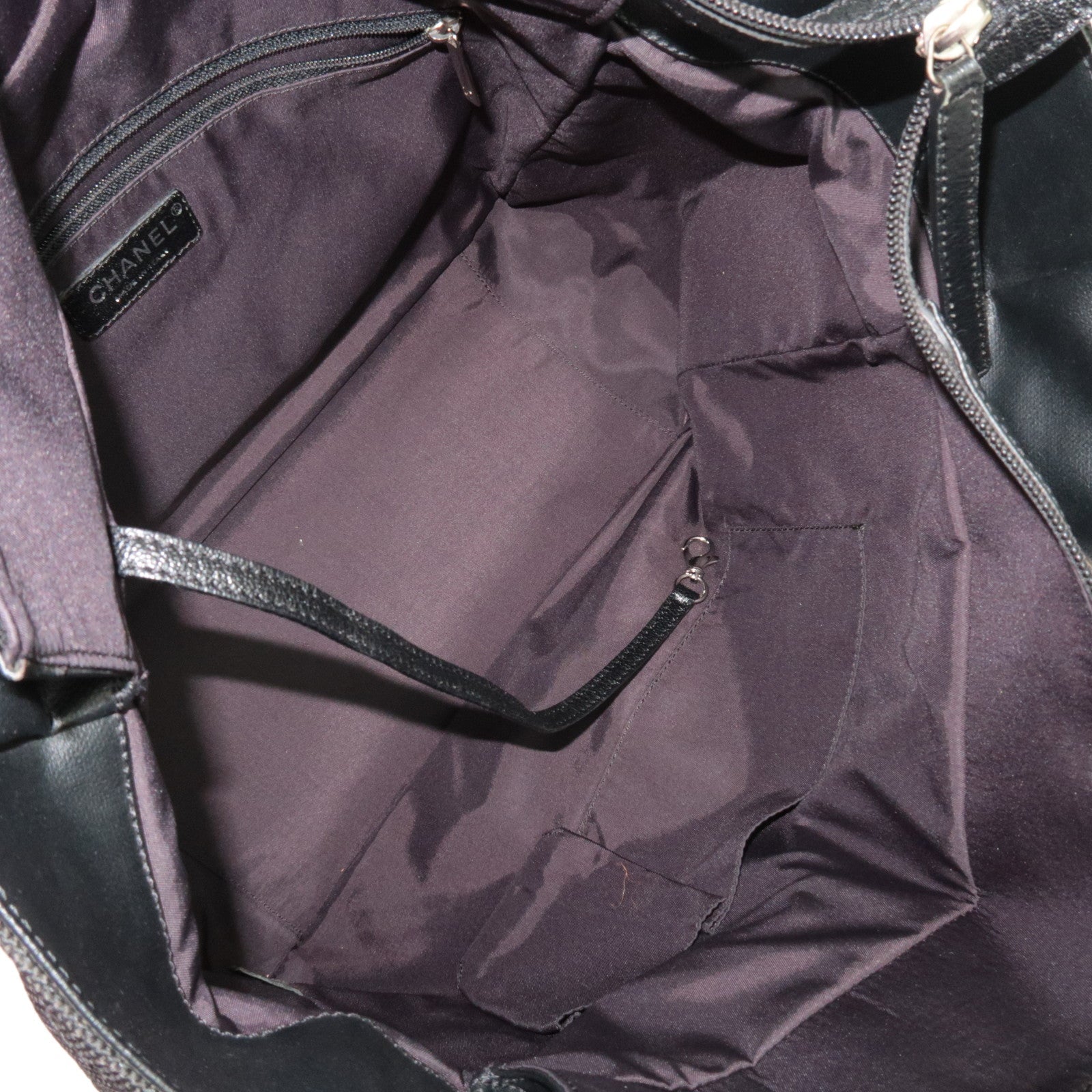 CHANEL Paris Biarritz Tote Bag MM Coated Canvas Leather Black Silver HDW 12195960