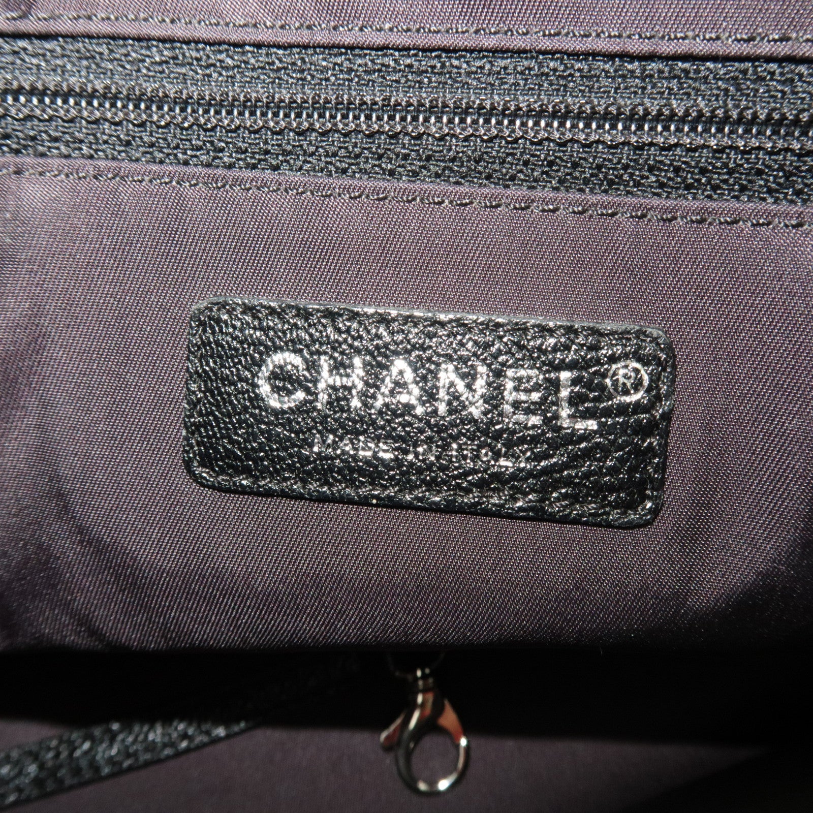 CHANEL Paris Biarritz Tote Bag MM Coated Canvas Leather Black Silver HDW 12195960