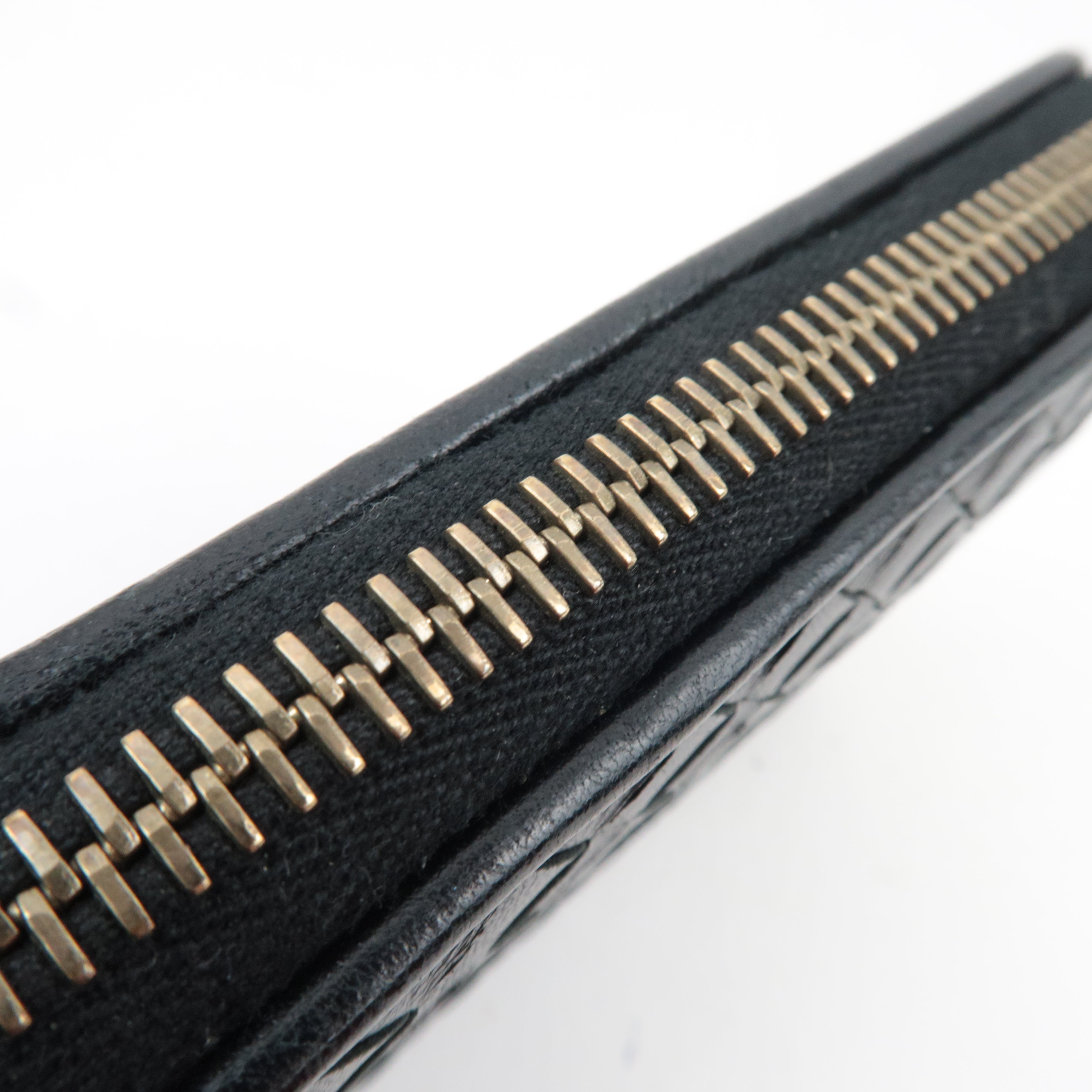 BOTTEGA VENETA Intrecciato Leather Round Zipper Long Wallet Black 114076 *Box