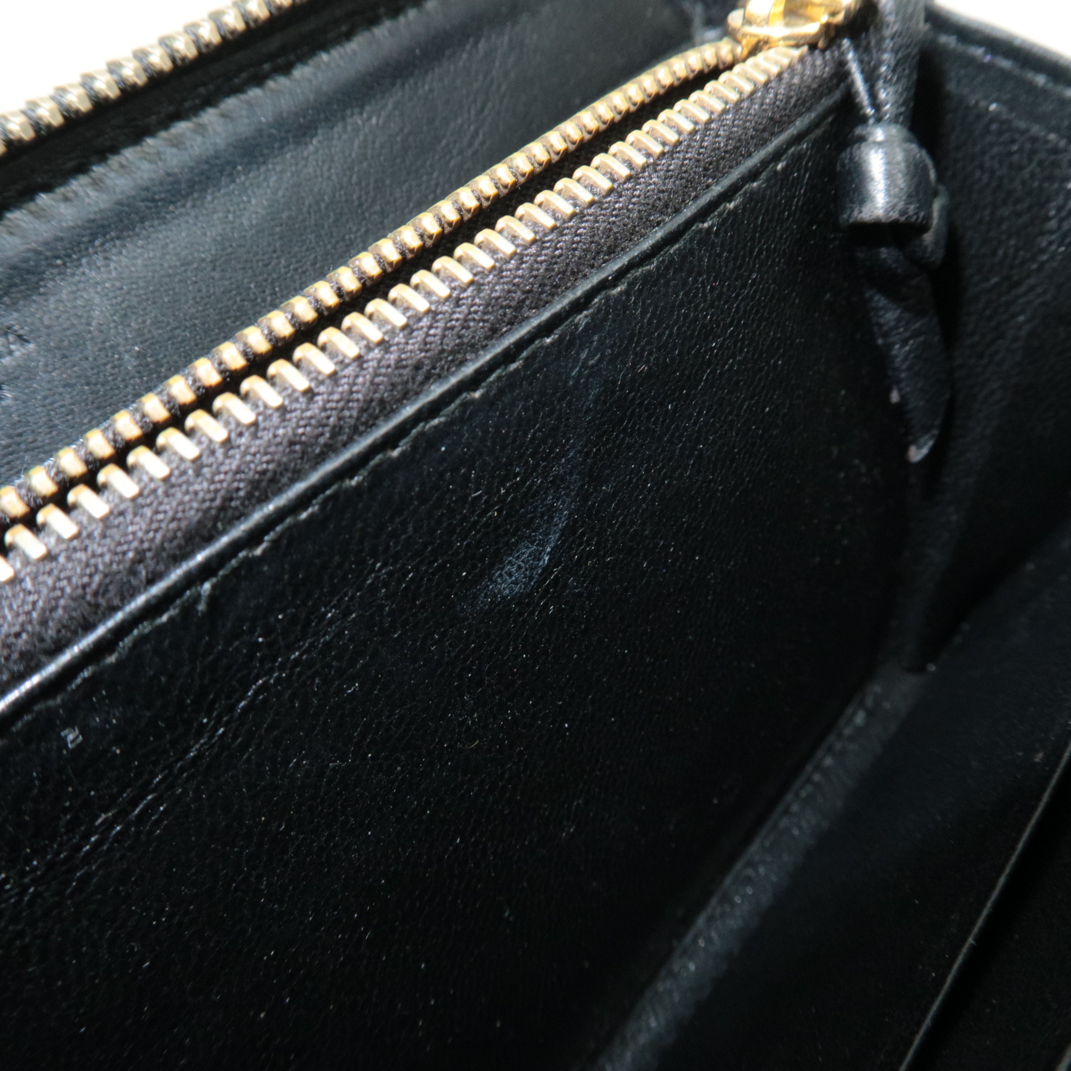 BOTTEGA VENETA Intrecciato Leather Round Zipper Long Wallet Black 114076 *Box