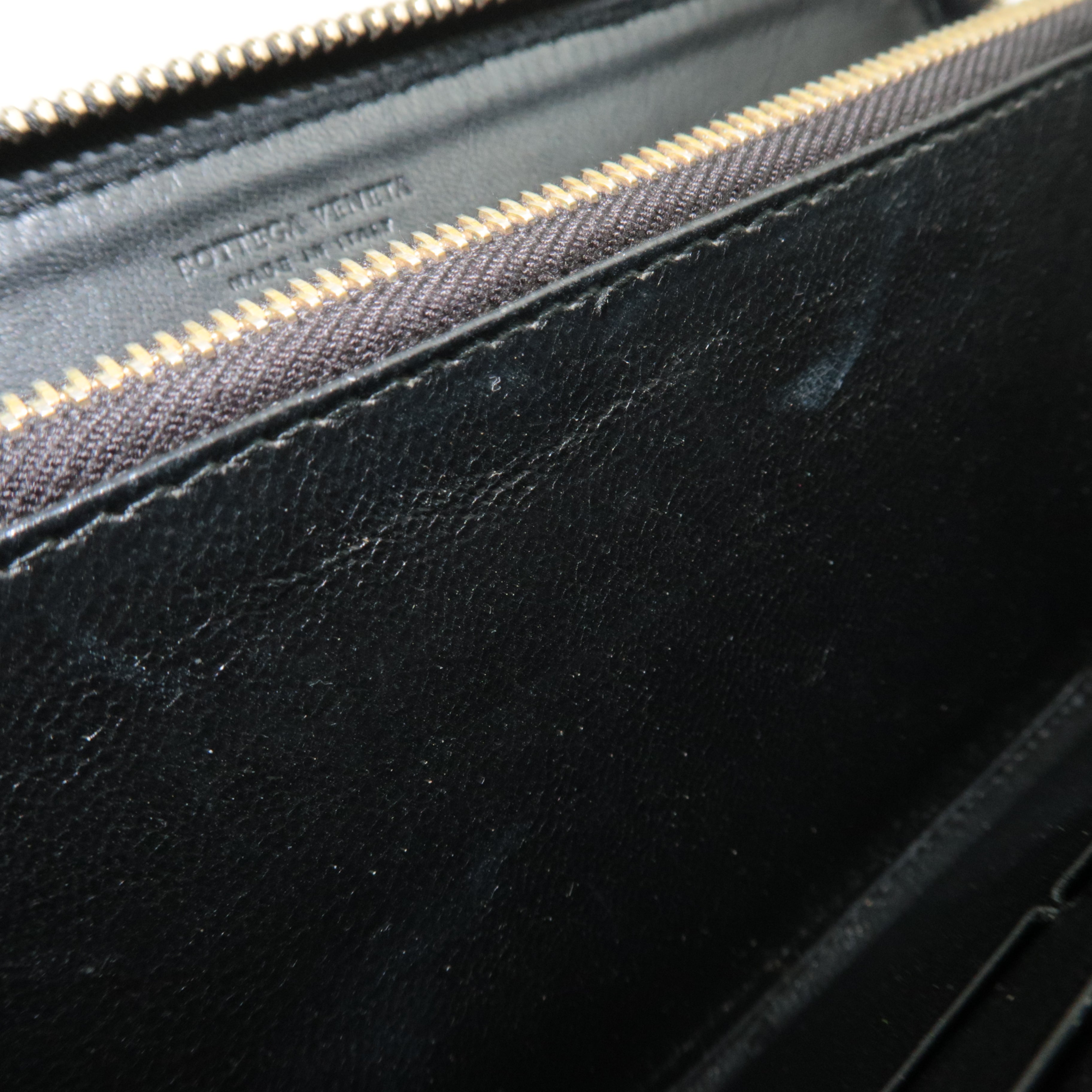 BOTTEGA VENETA Intrecciato Leather Round Zipper Long Wallet Black 114076 *Box