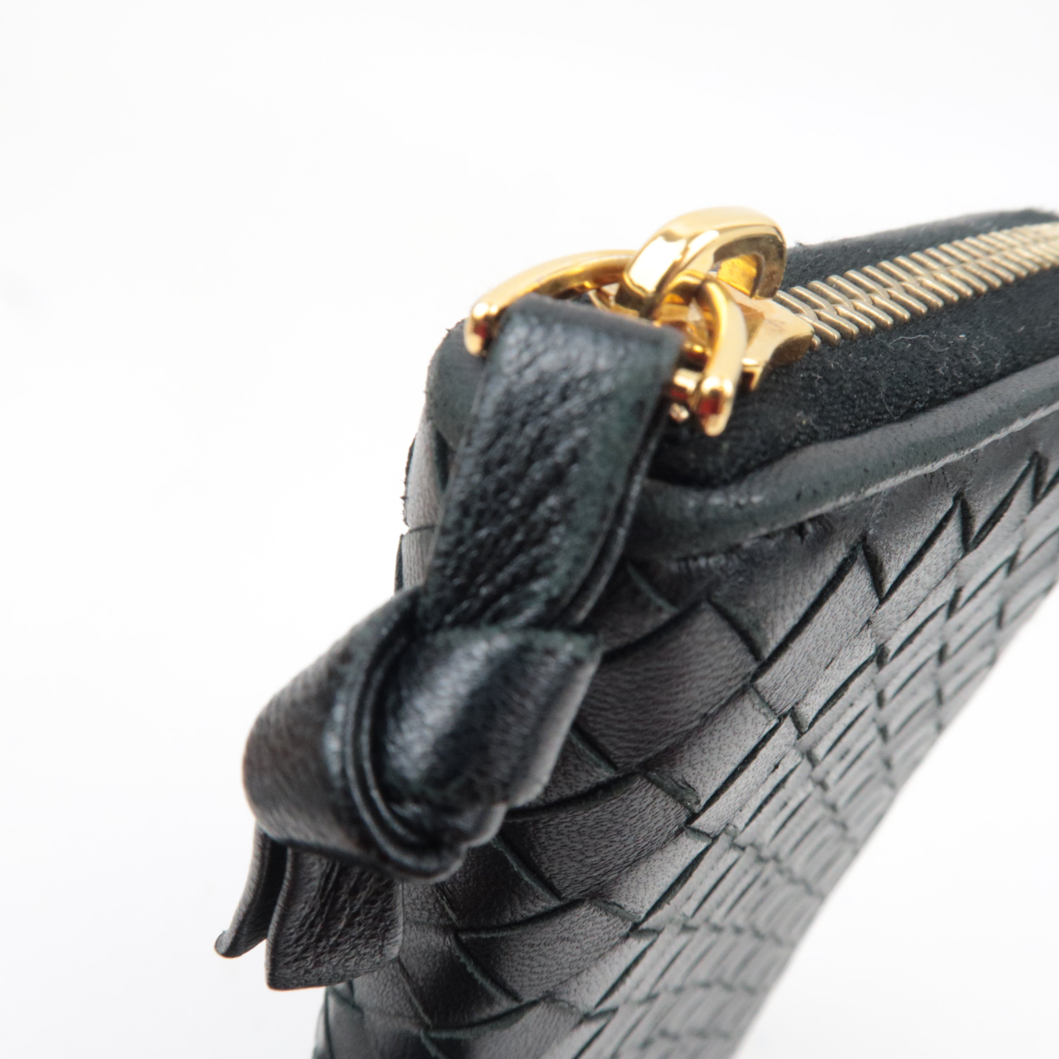 BOTTEGA VENETA Intrecciato Leather Round Zipper Long Wallet Black 114076 *Box