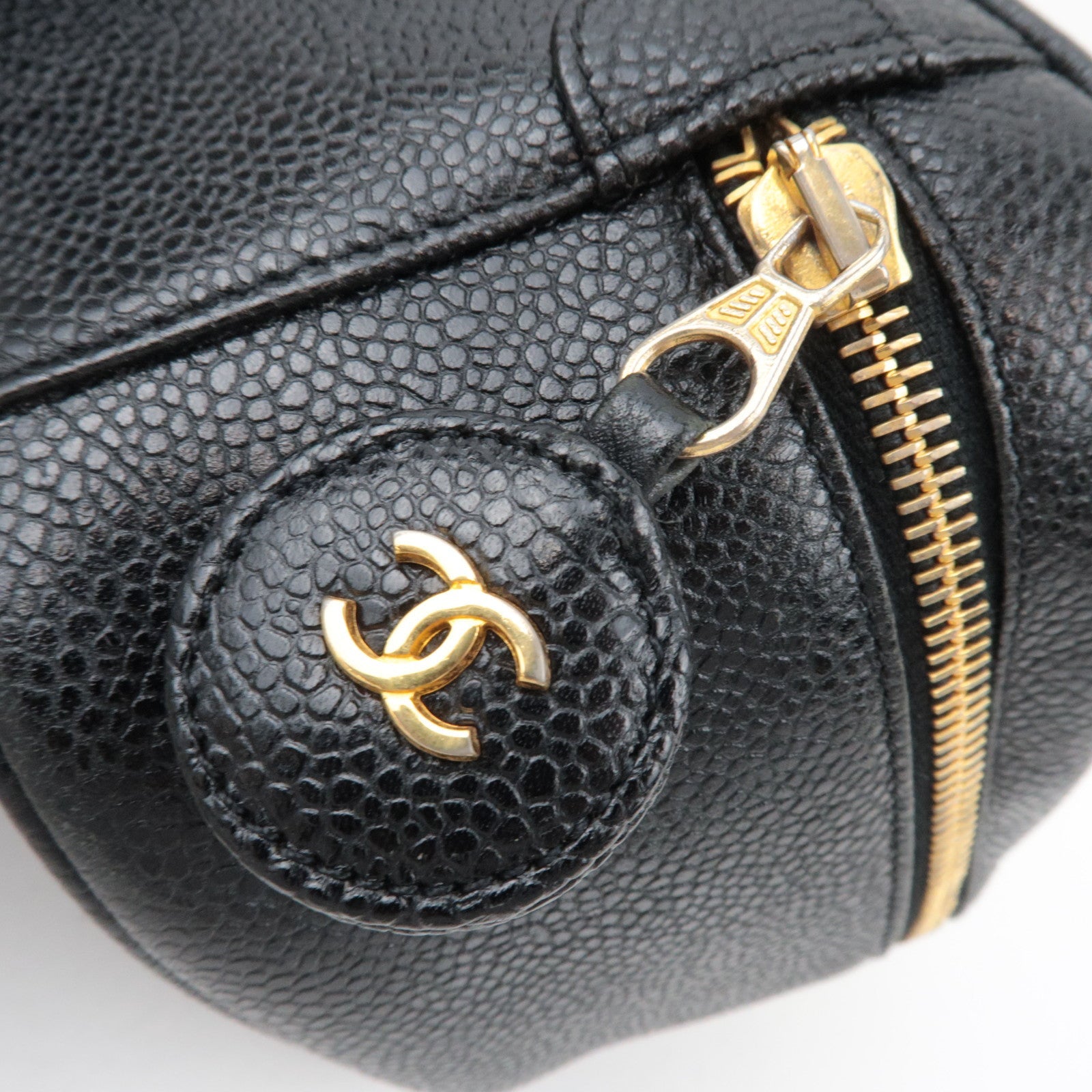 CHANEL Cocomark Vanity Bag Caviarskin Black Gold HDW A01997 3325954 *G card