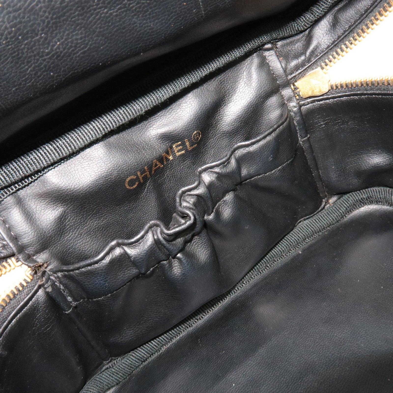 CHANEL Cocomark Vanity Bag Caviarskin Black Gold HDW A01997 3325954 *G card