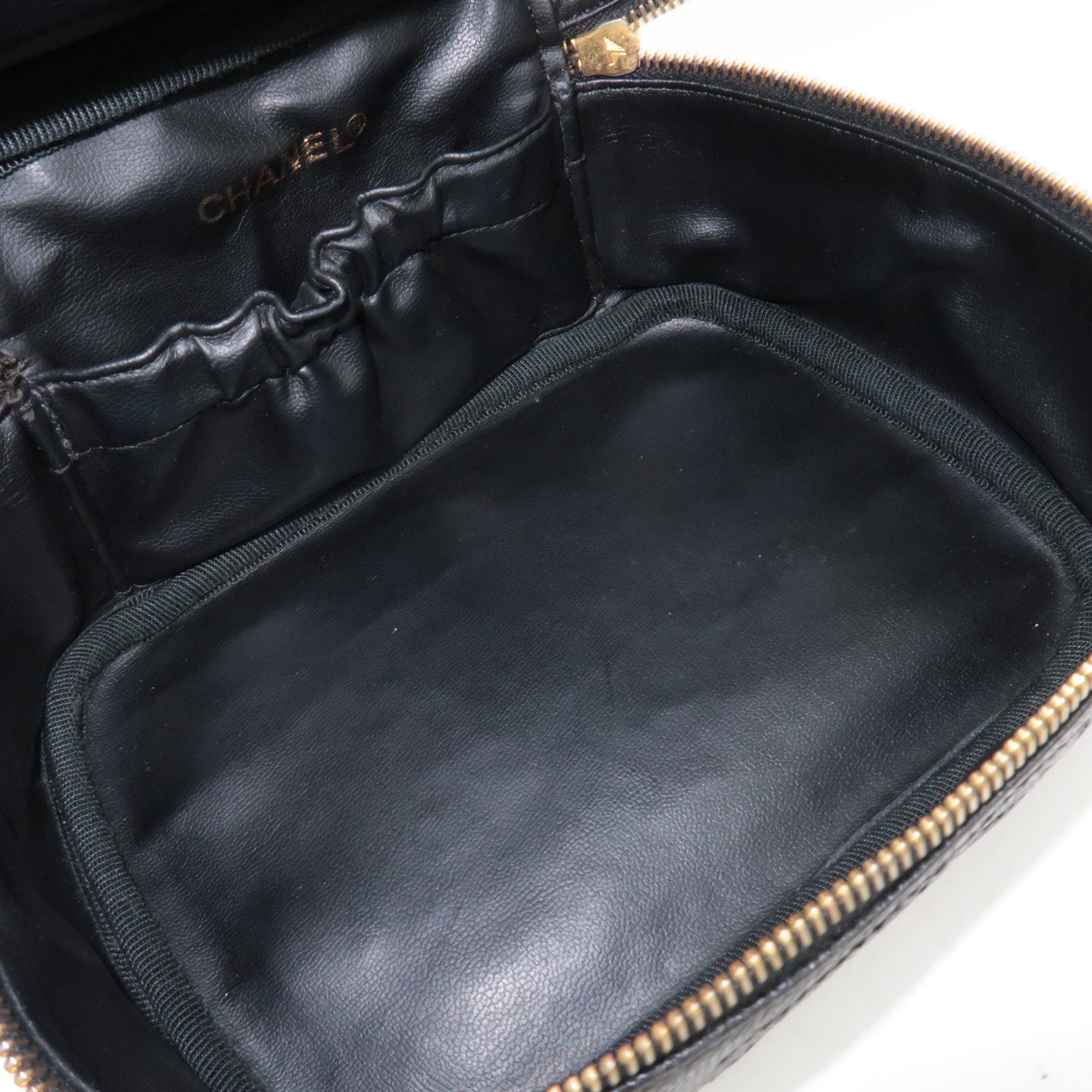 CHANEL Cocomark Vanity Bag Caviarskin Black Gold HDW A01997 3325954 *G card