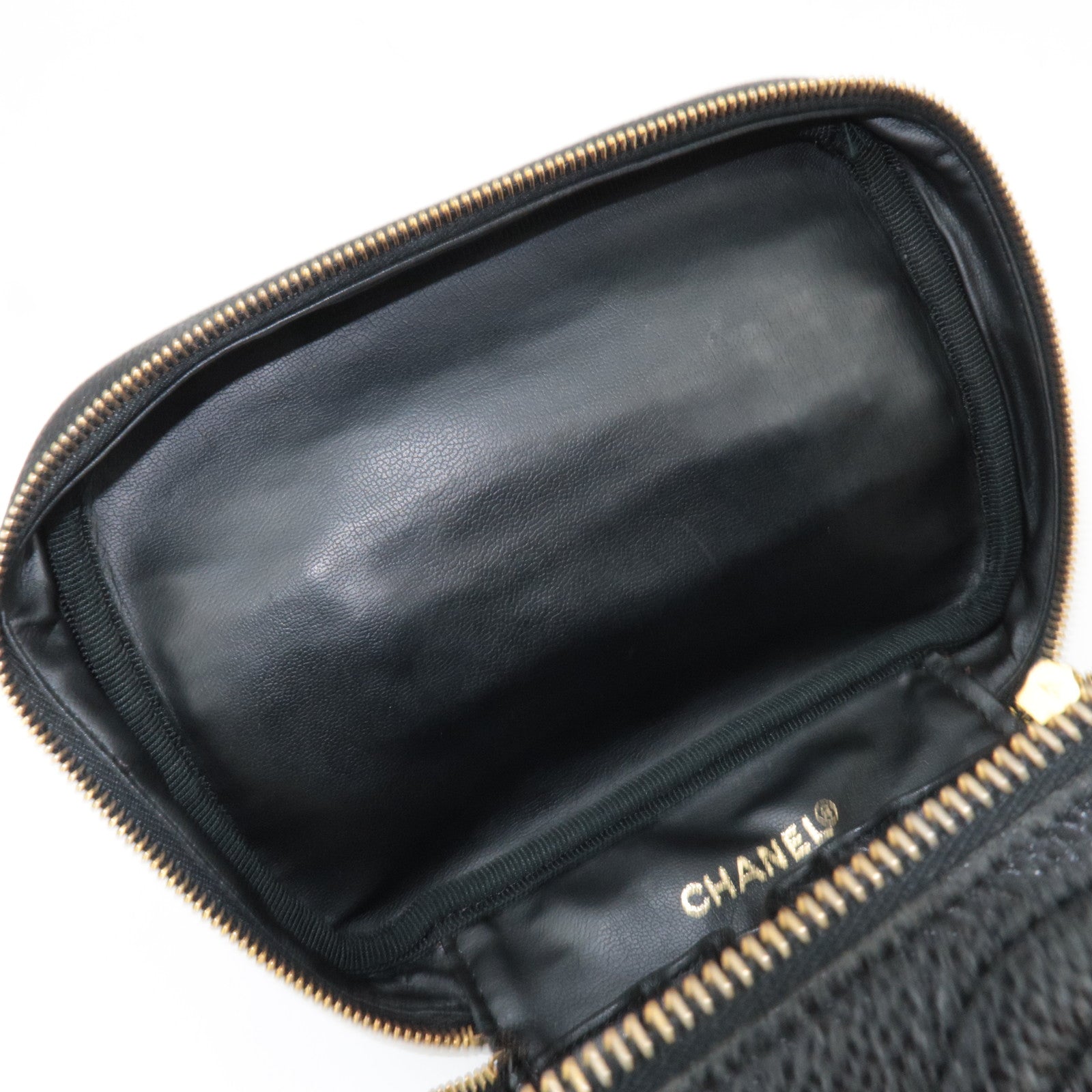 CHANEL Cocomark Vanity Bag Caviarskin Black Gold HDW A01997 3325954 *G card