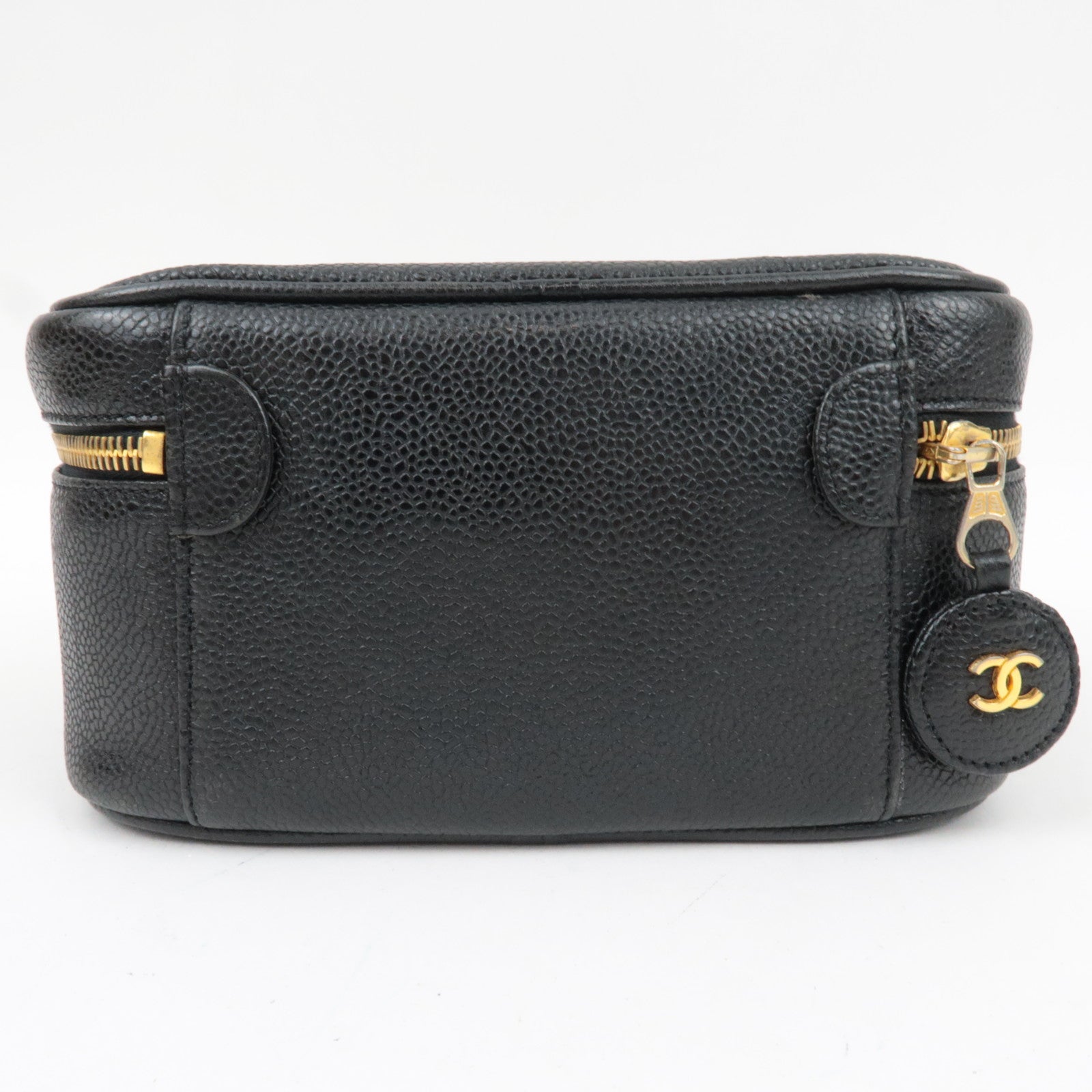 CHANEL Cocomark Vanity Bag Caviarskin Black Gold HDW A01997 3325954 *G card