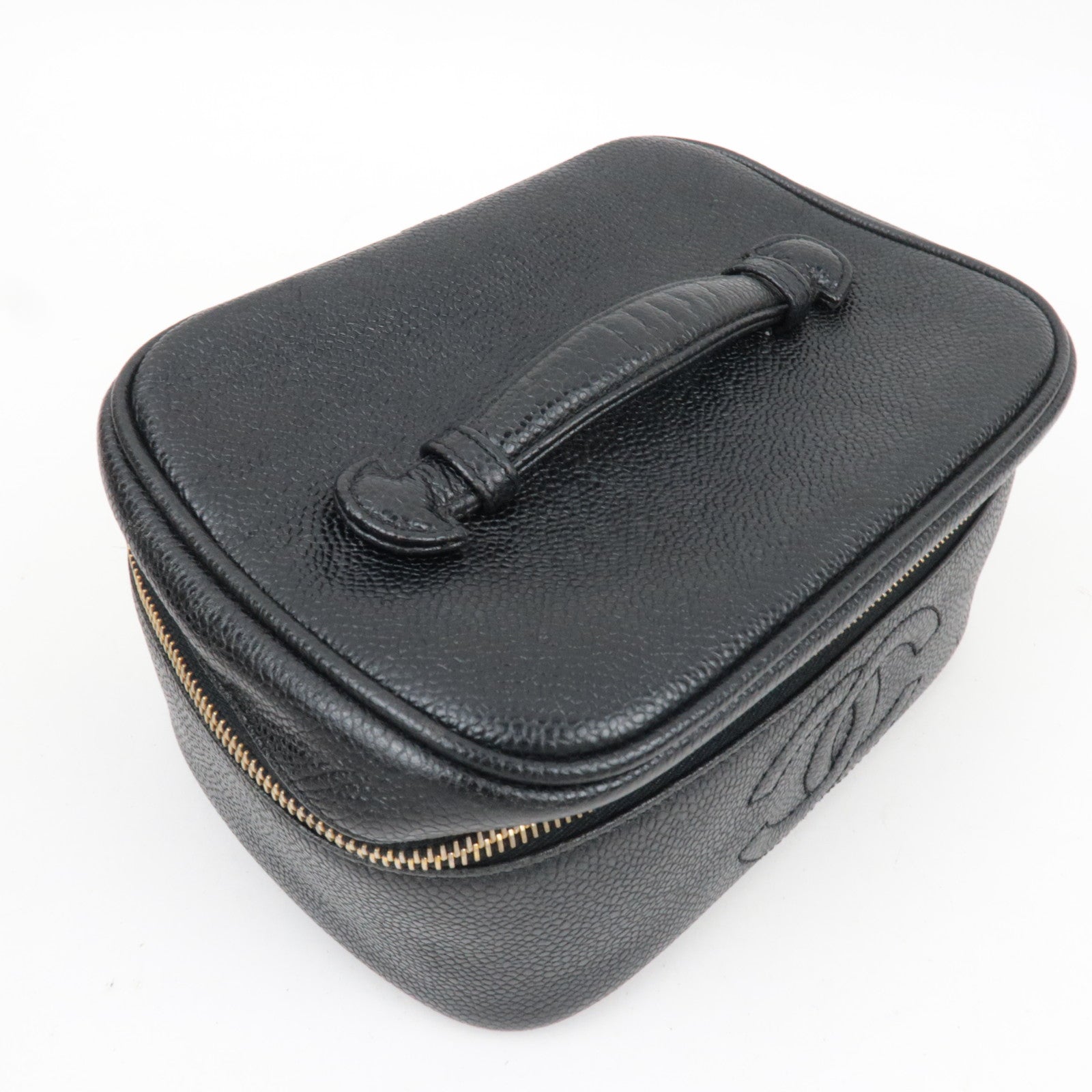CHANEL Cocomark Vanity Bag Caviarskin Black Gold HDW A01997 3325954 *G card