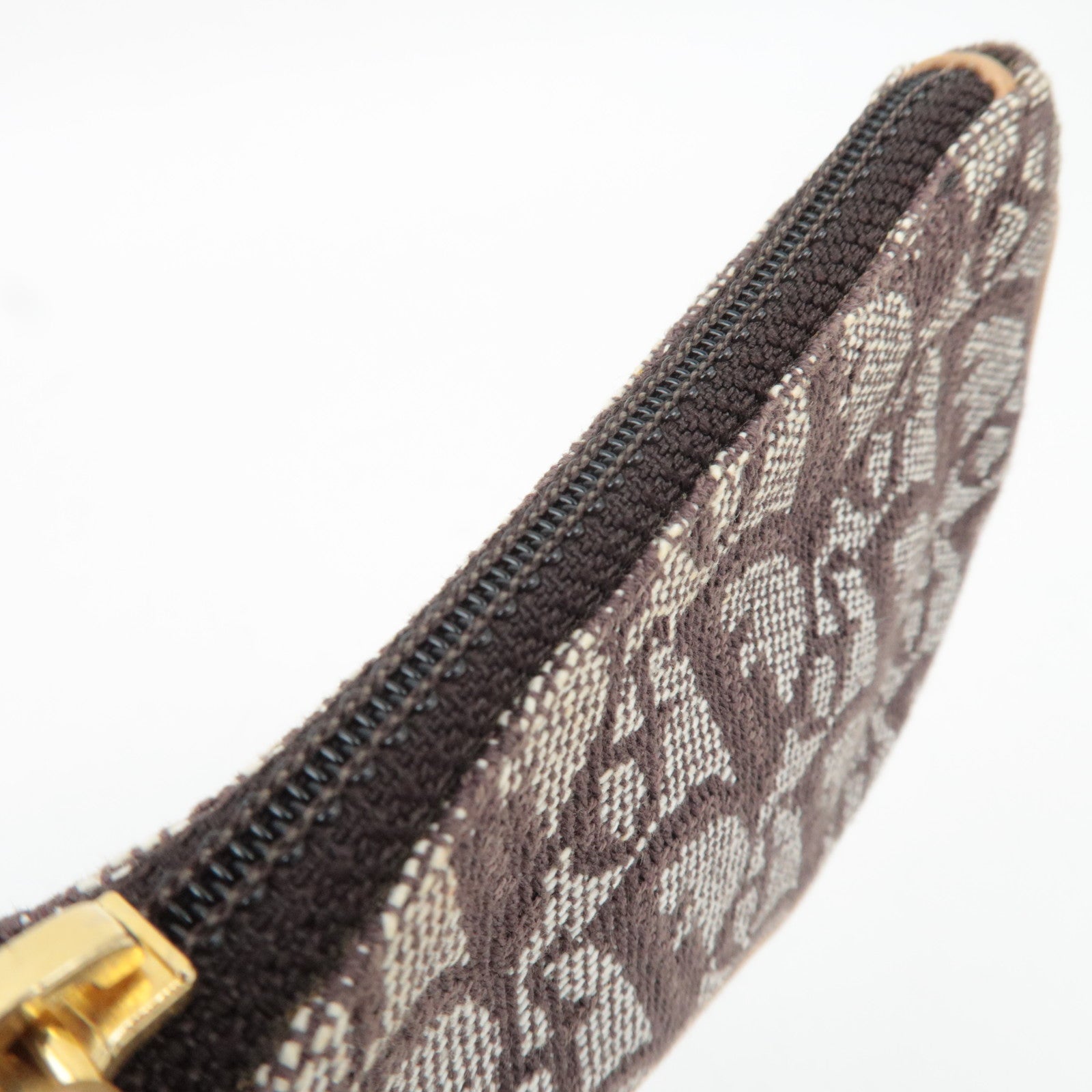 Christian Dior Trotter Saddle Coin Case Canvas Leather Brown