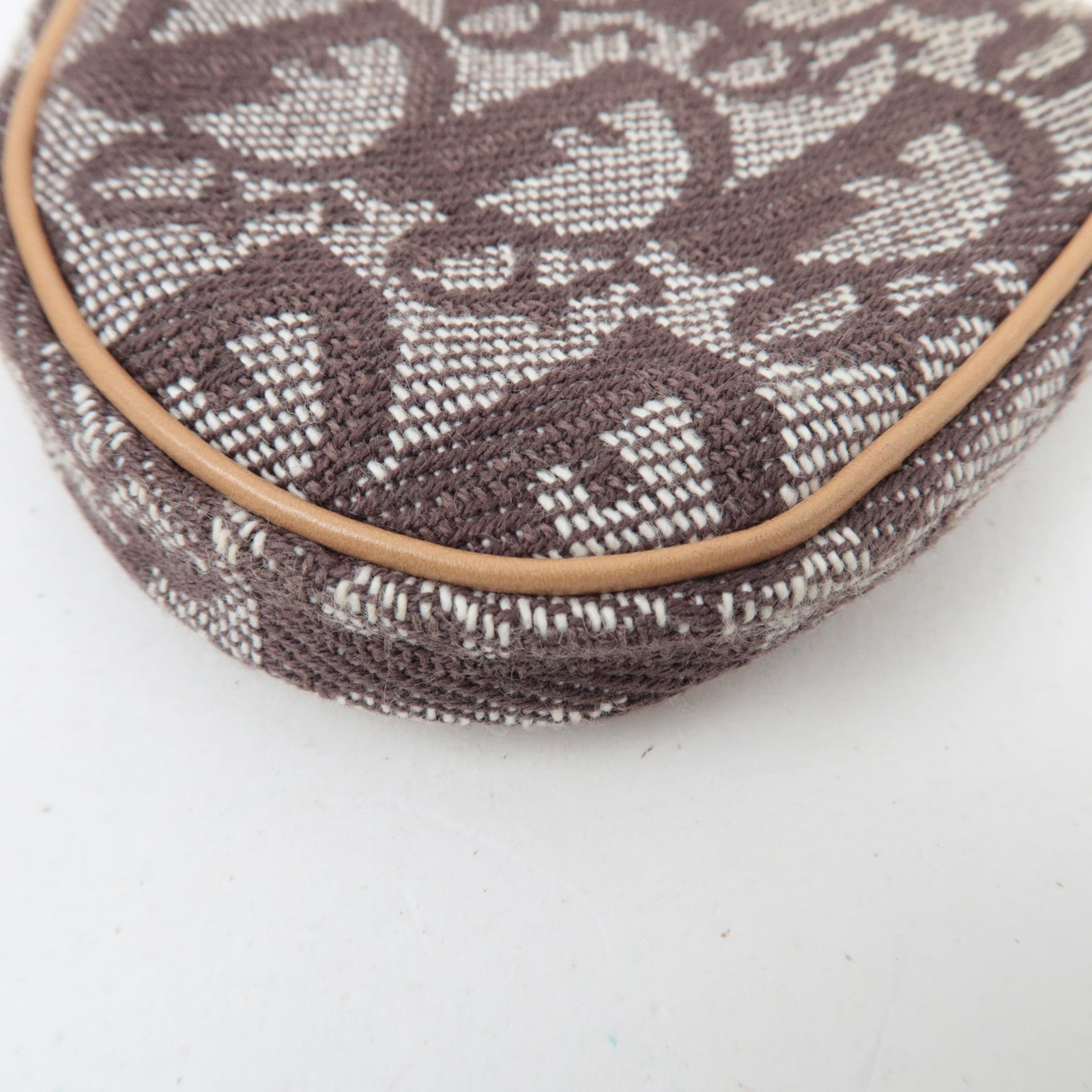 Christian Dior Trotter Saddle Coin Case Canvas Leather Brown