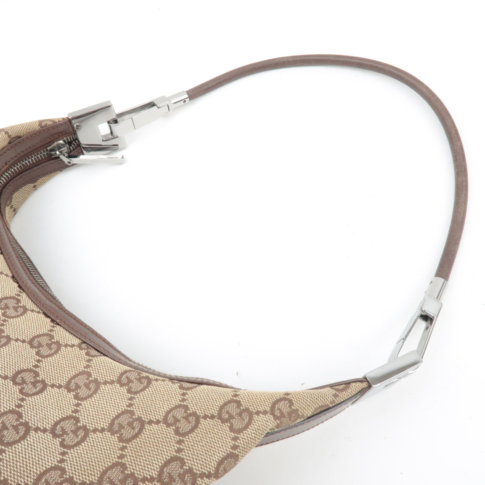 GUCCI Shoulder Bag GG Canvas Leather Beige Brown 01234