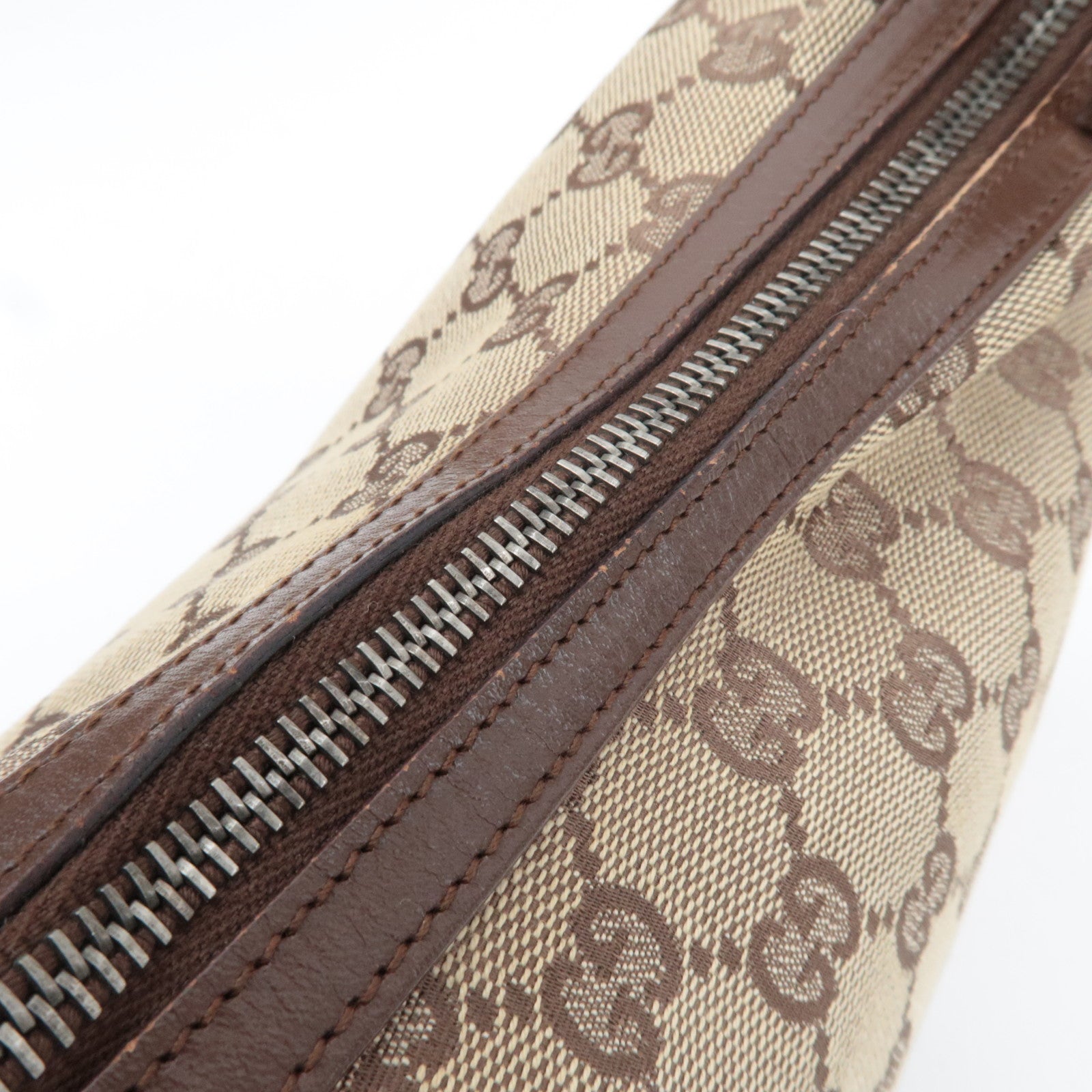 GUCCI Shoulder Bag GG Canvas Leather Beige Brown 01234