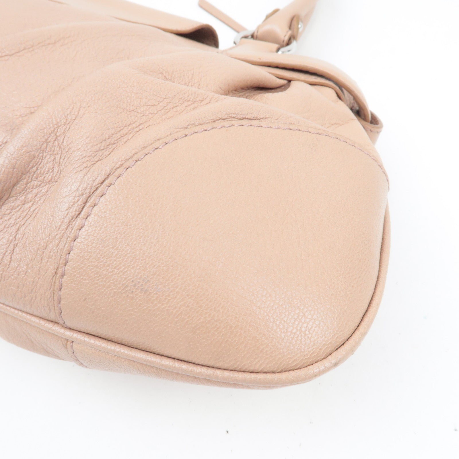 Ferragamo Gancini Shoulder Bag Leather Pink Beige