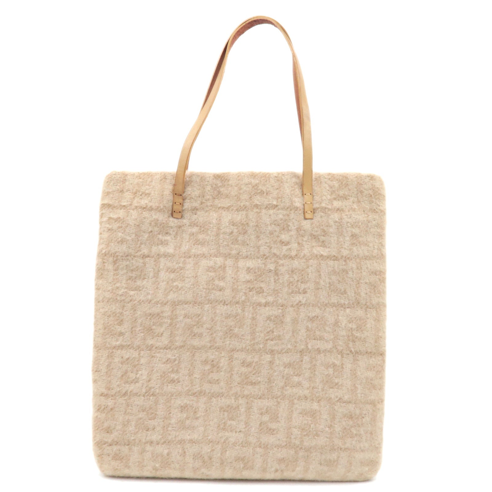 FENDI Zucca Wool Leather Tote Bag Beige *Dust bag83648