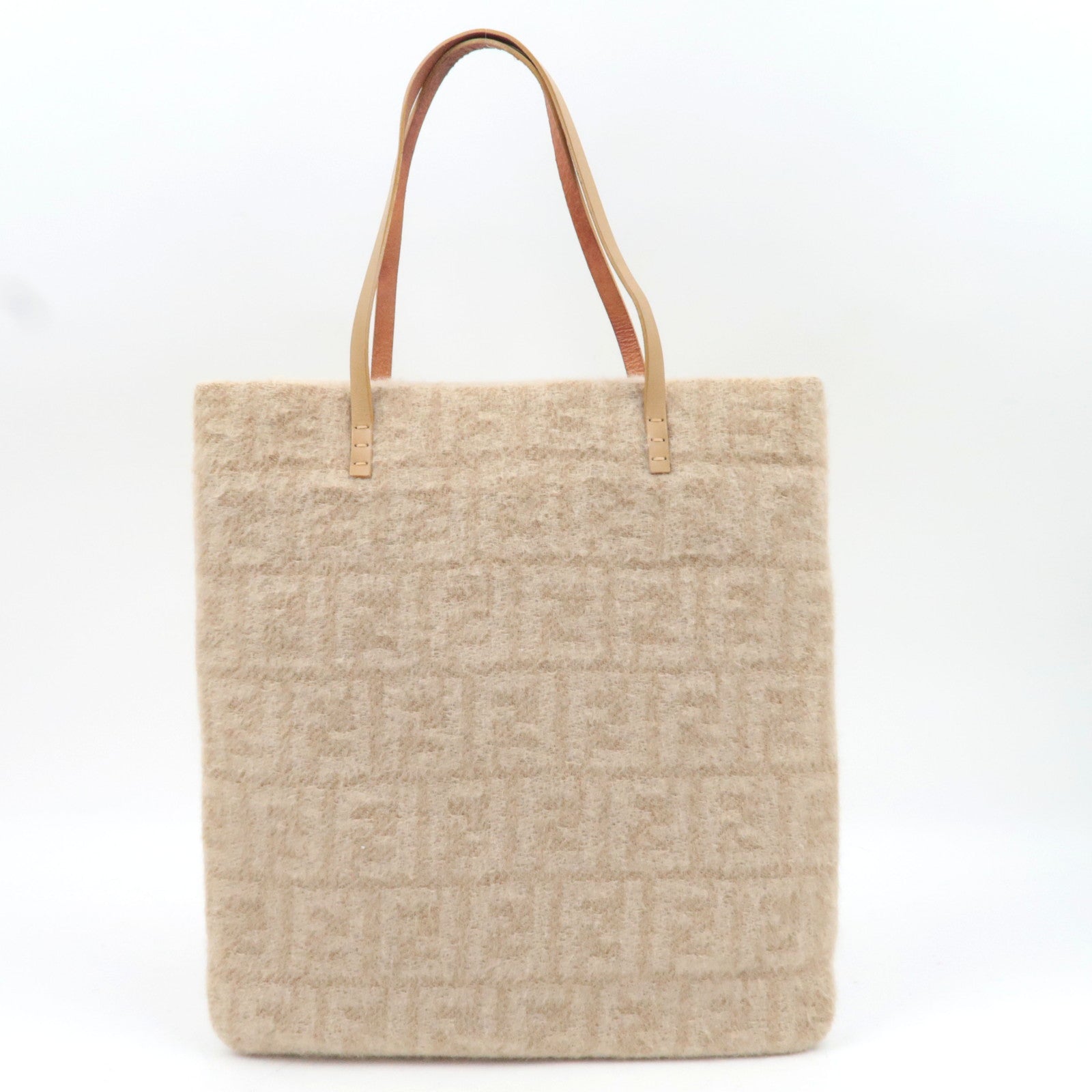 FENDI Zucca Wool Leather Tote Bag Beige *Dust bag