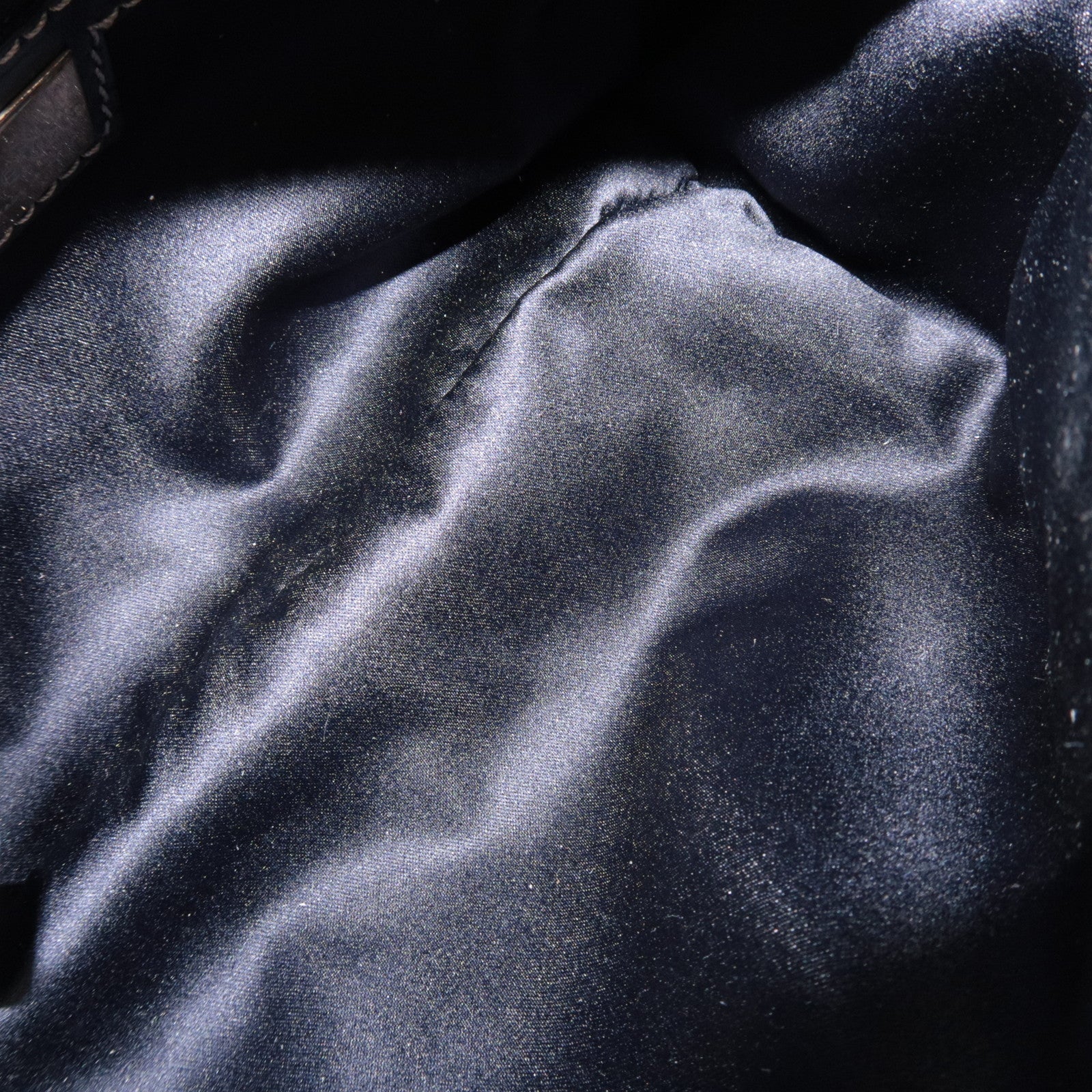 FENDI Zucchino Handbag Canvas Leather Navy 16558 *Dust bag