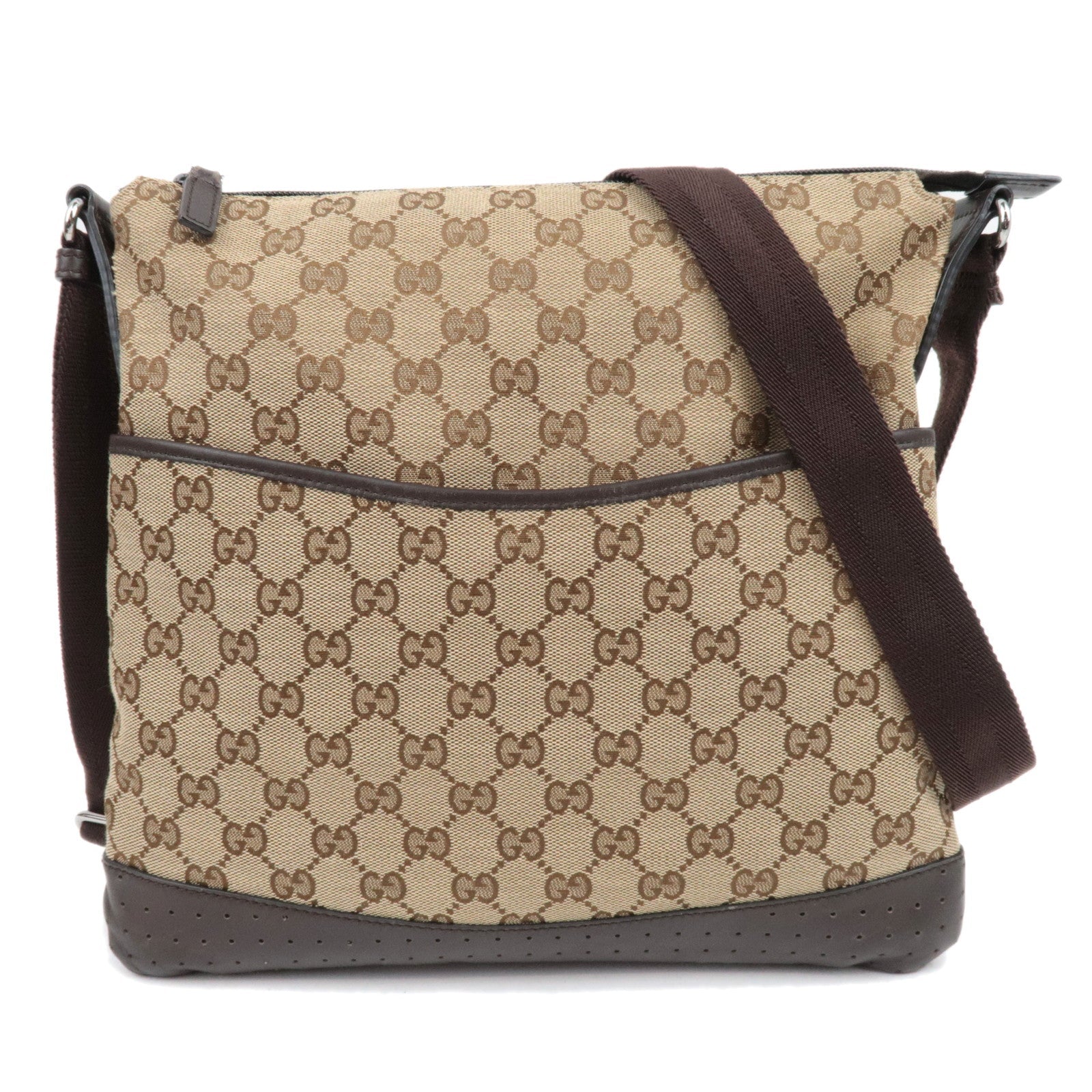 GUCCI Shoulder Bag GG Canvas Leather Beige Brown 145857 *Dust bag83671
