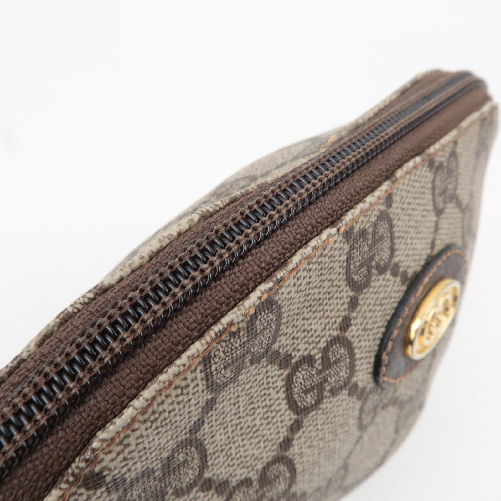 GUCCI Small Pouch GG Plus Leather Beige Brown 89.01.017