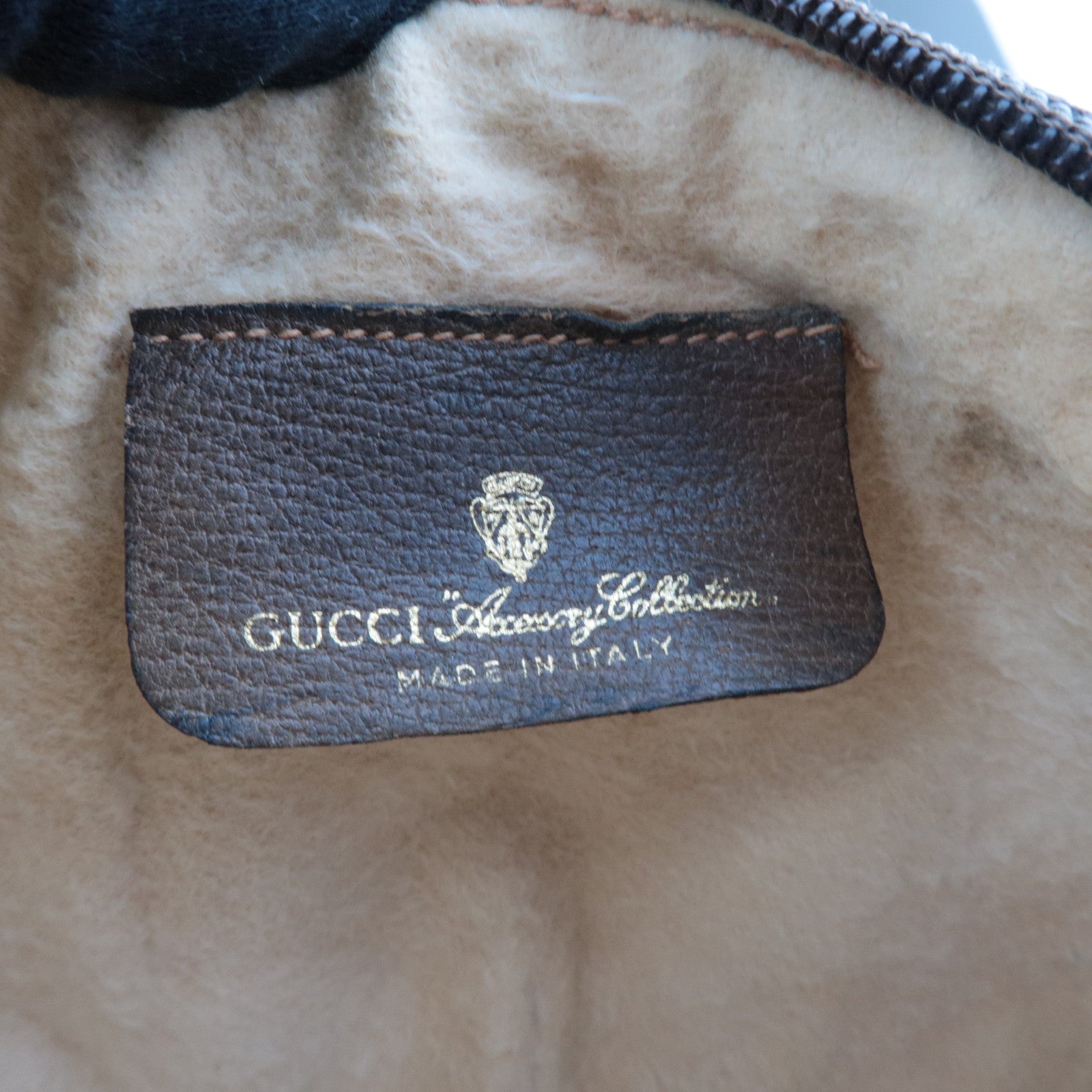 GUCCI Small Pouch GG Plus Leather Beige Brown 89.01.017