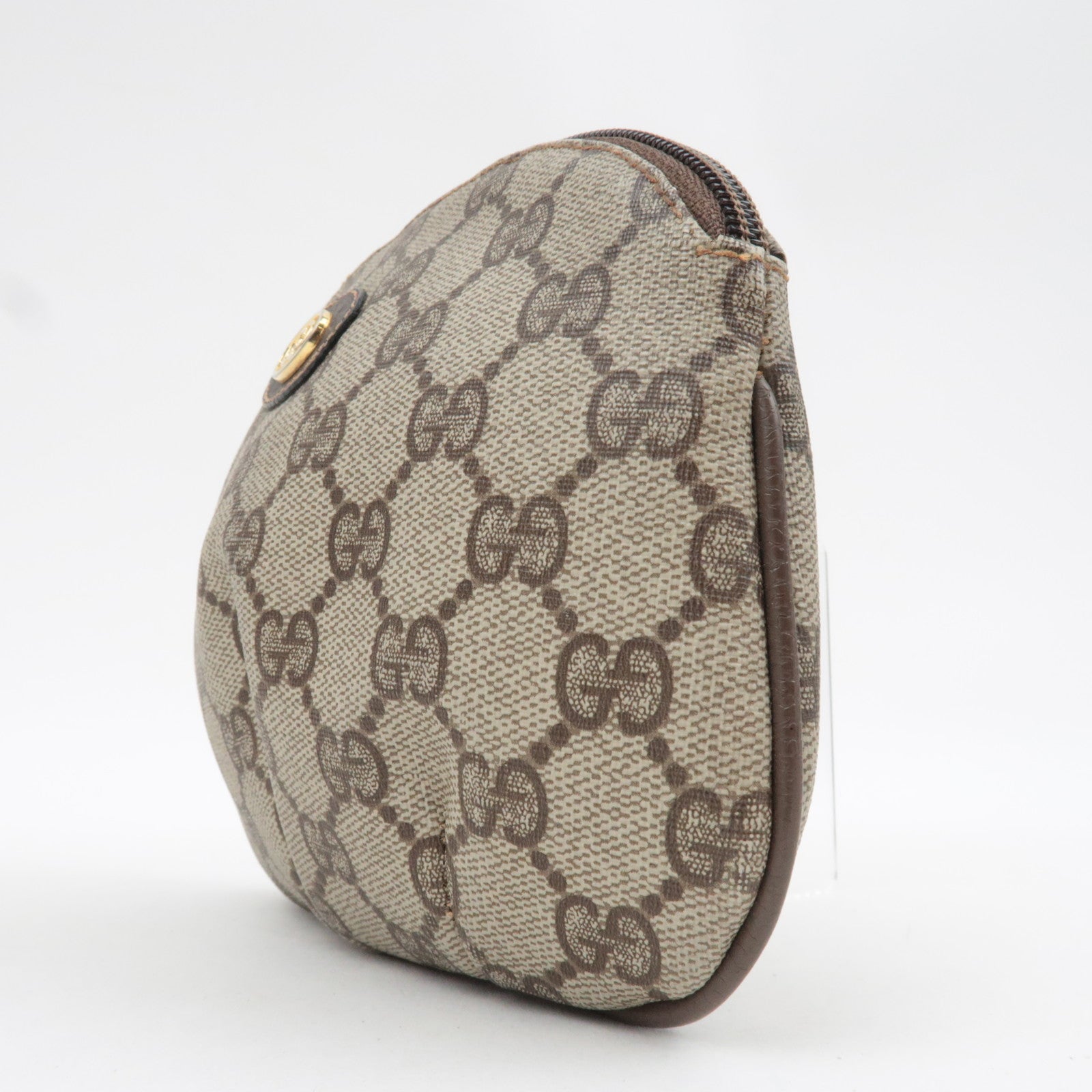 GUCCI Small Pouch GG Plus Leather Beige Brown 89.01.017