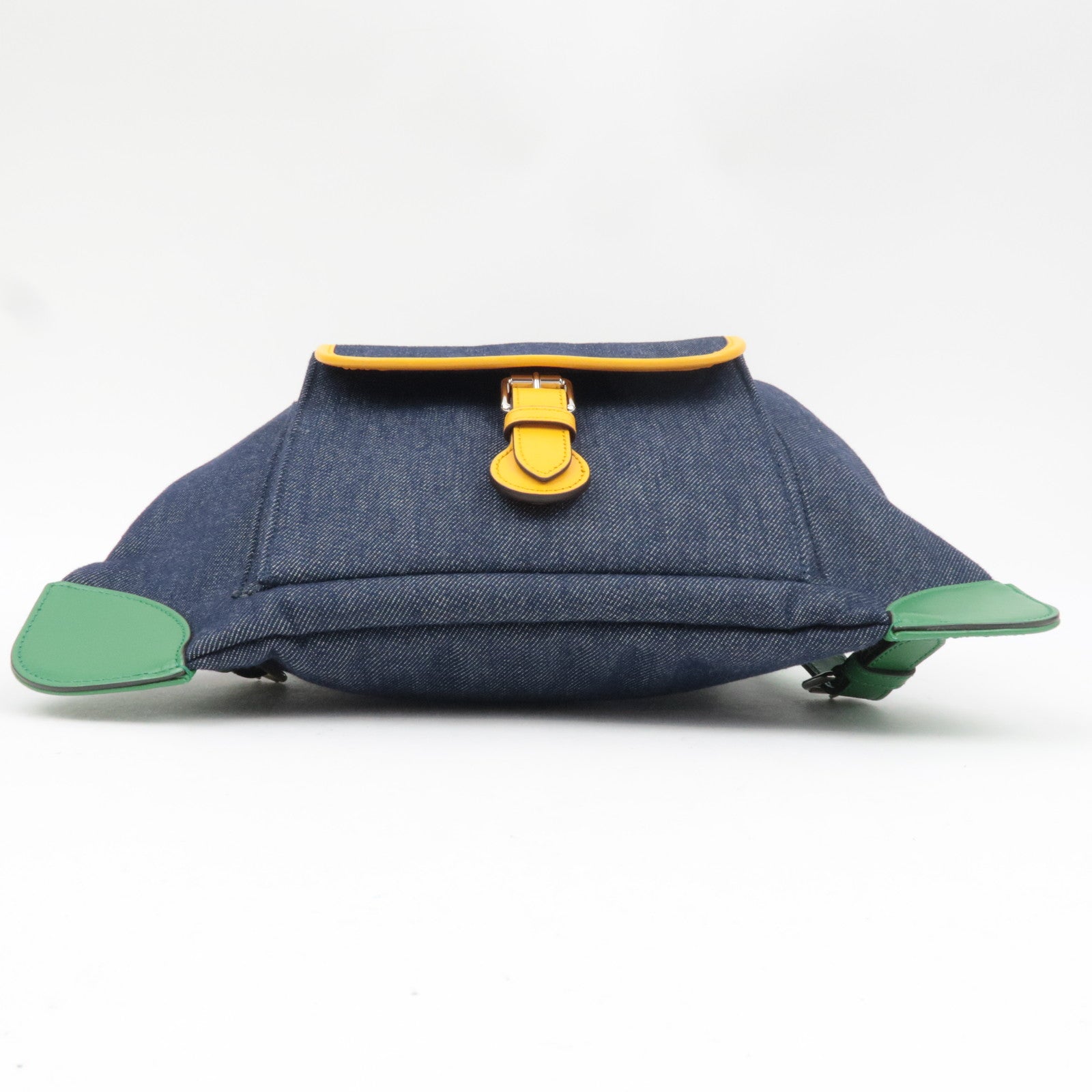 GUCCI Children's Backpack Denim Leather Navy Green Yellow 705169 *Dust bag
