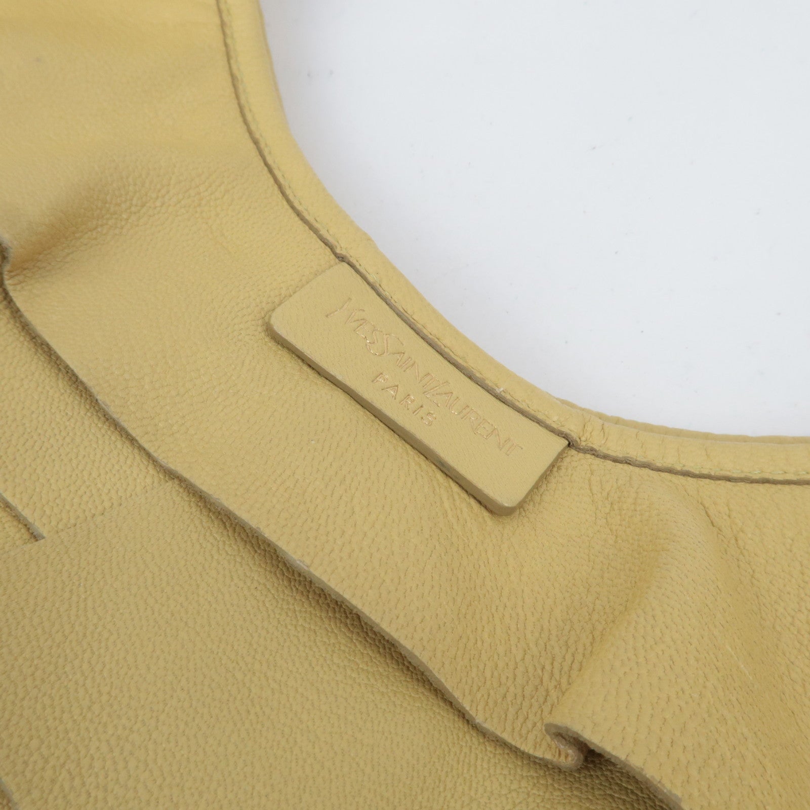 SAINT LAURENT YSL Saint Tropez Ruffle Leather Shoulder Bag Yellow 129132 *Dust bag