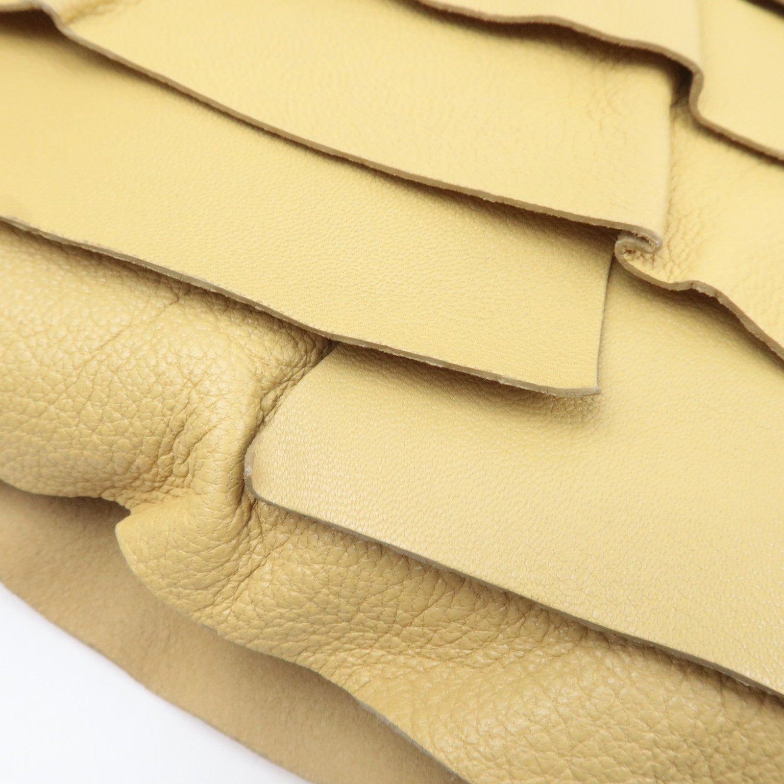 SAINT LAURENT YSL Saint Tropez Ruffle Leather Shoulder Bag Yellow 129132 *Dust bag