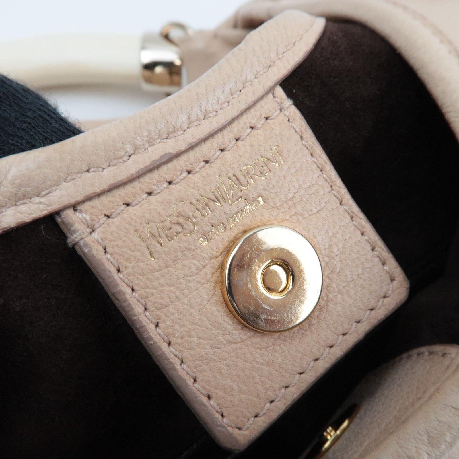 SAINT LAURENT YSL Saint Tropez Leather Shoulder Bag Beige 129132