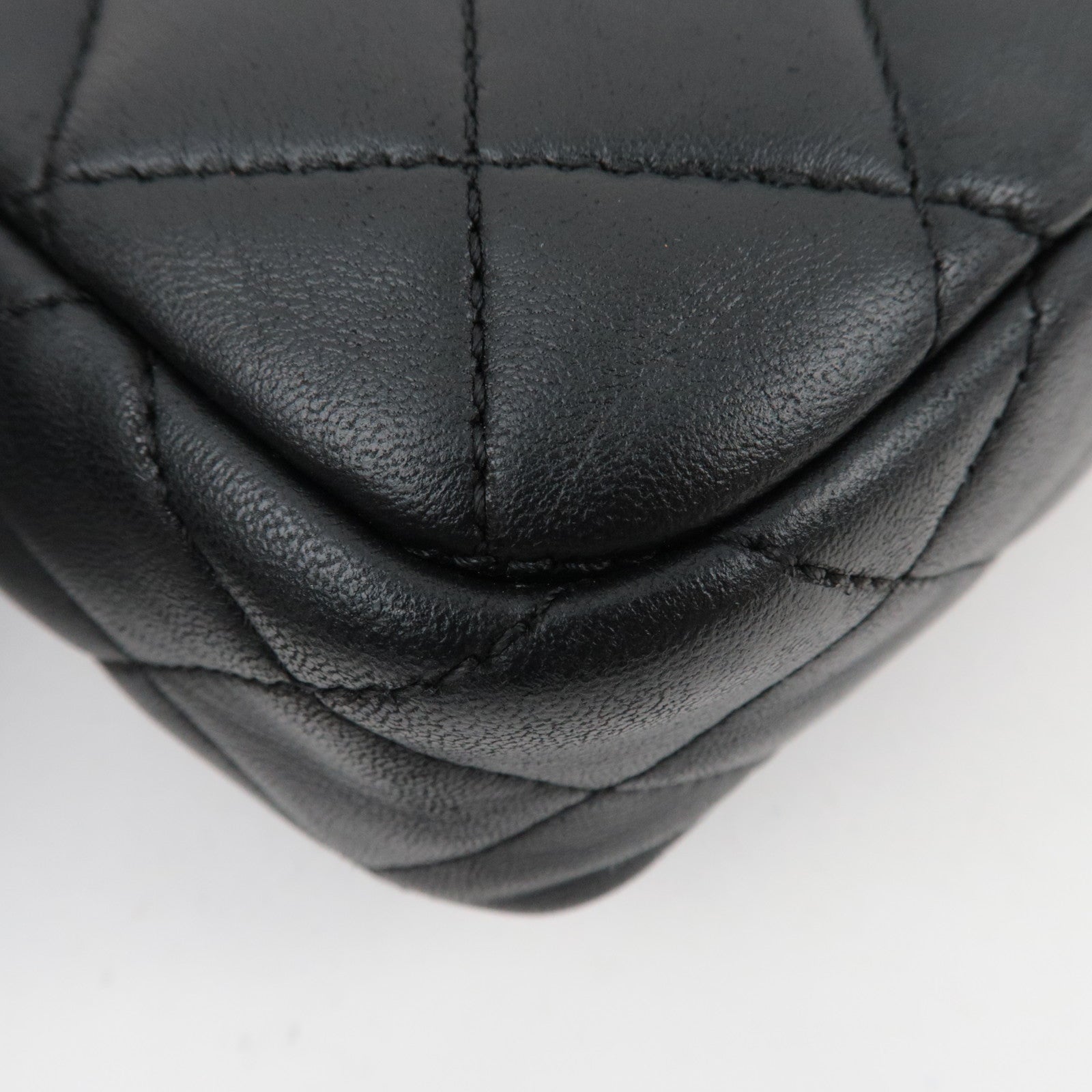 CHANEL Bi Color Matelasse Double Chain Shoulder Bag Lambskin Black Khaki 23759083