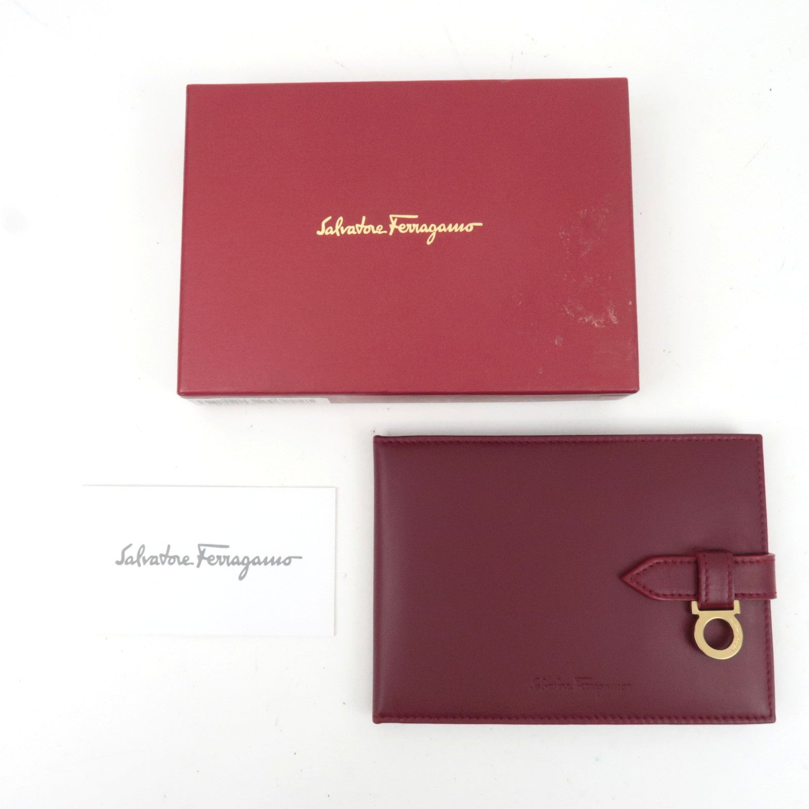 Ferragamo Gancini Leather Photo Case Bordeaux *Box