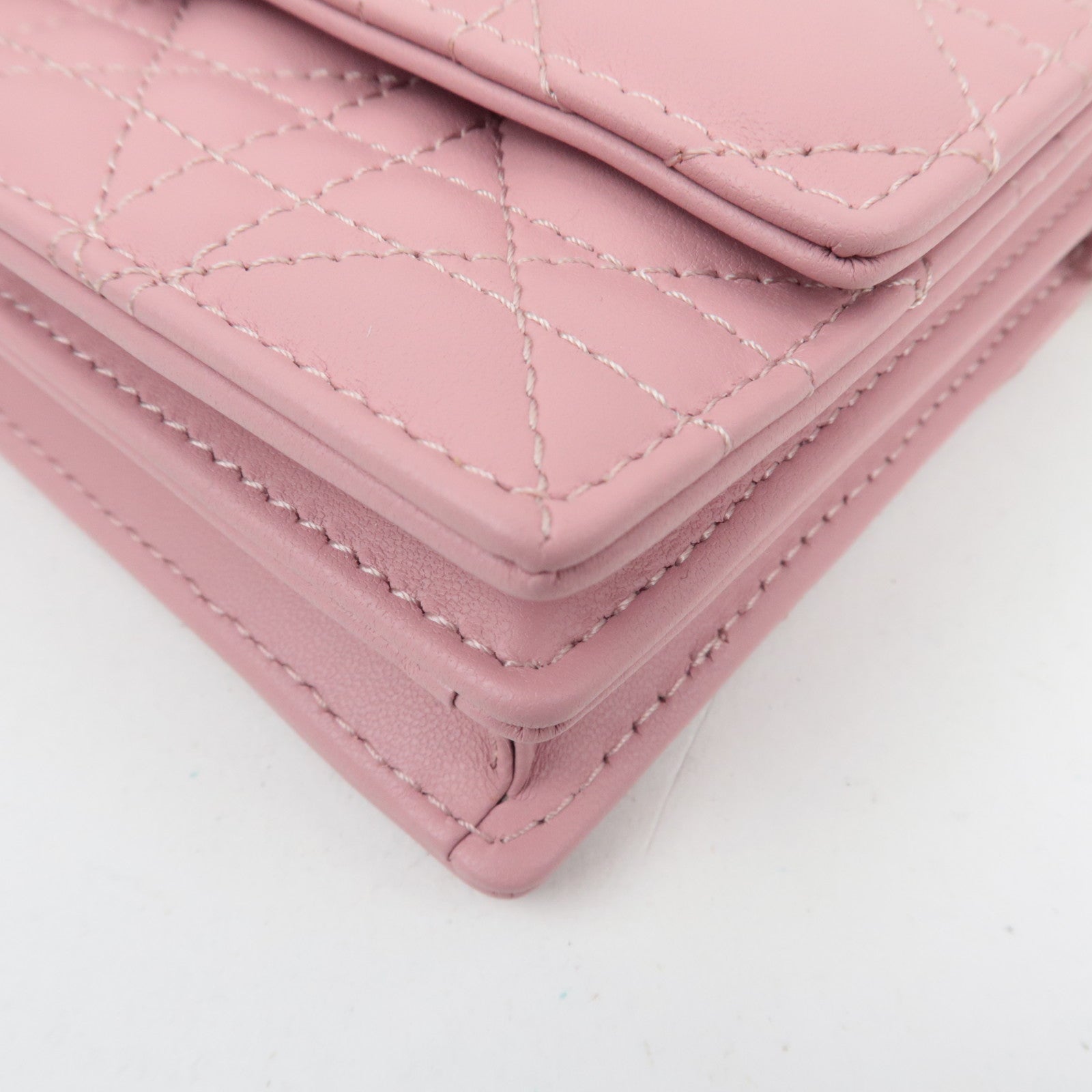 Christian Dior Cannage My Dior Lambskin Mini Chain Bag Pink Gold HDW S0980ONMJ *Dust bag, Chain strap