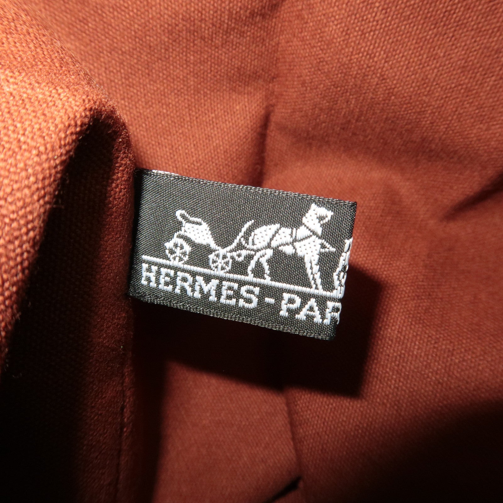 HERMES Polochon Mimile GM Bucket Bag Canvas Leather Brown