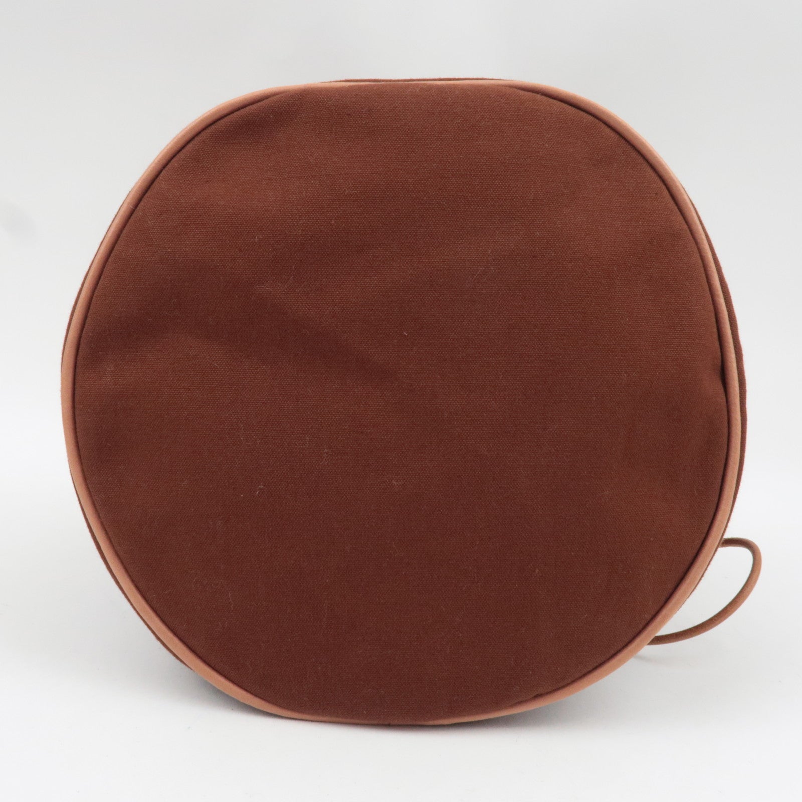 HERMES Polochon Mimile GM Bucket Bag Canvas Leather Brown