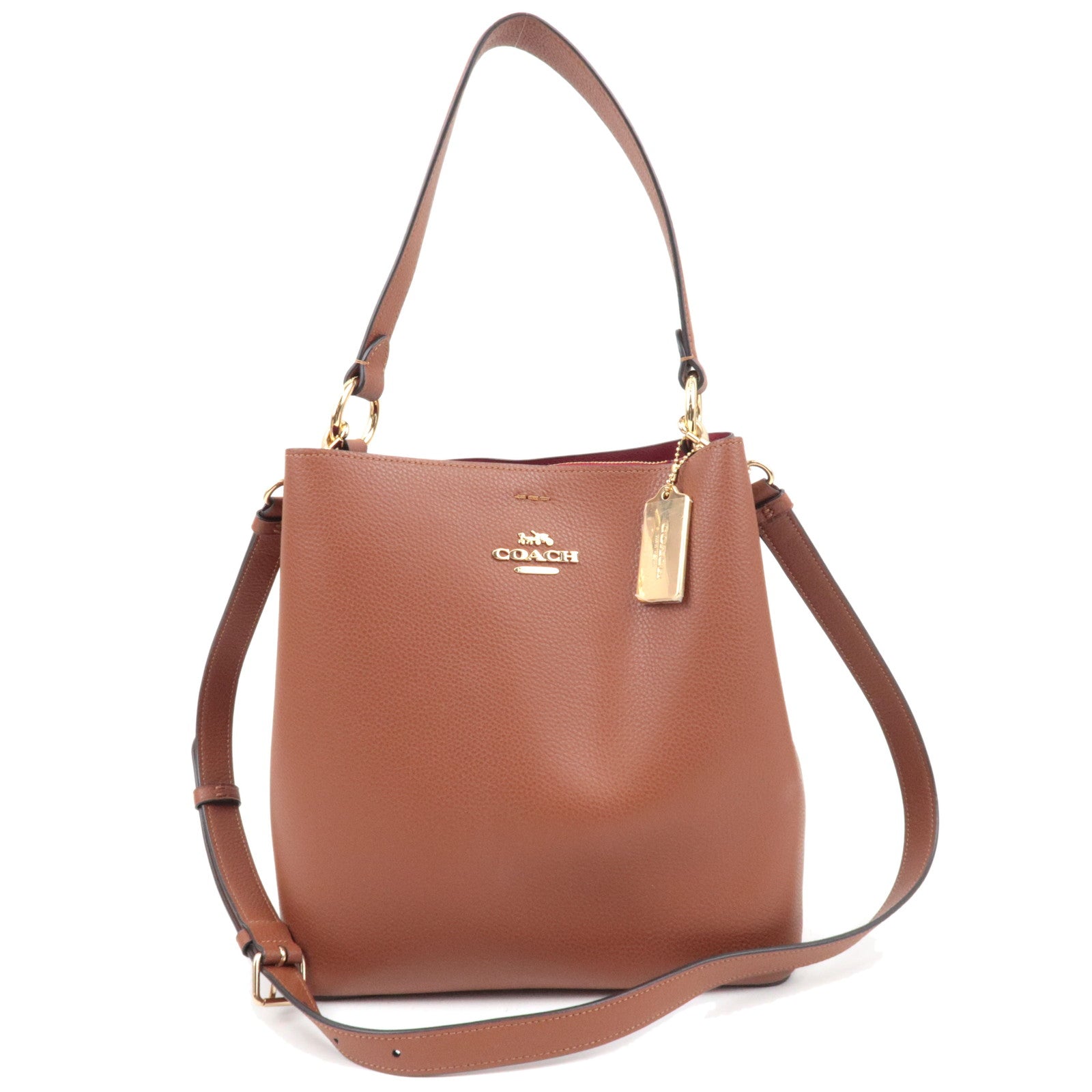 COACH 2Way Leather Shoulder Bag Brown 91122 *Strap83716