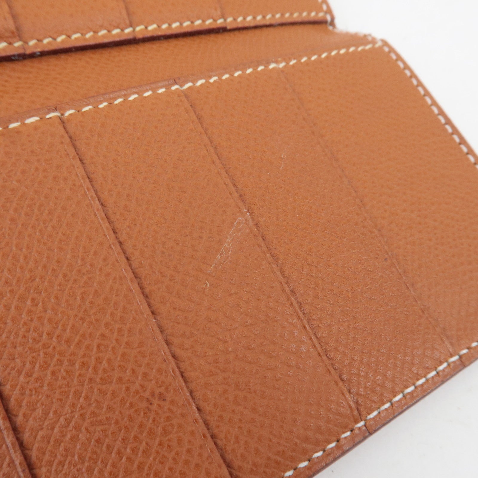 HERMES Bearn Dupli Veau-Epsom Wallet □J Stamp (2006) Brown