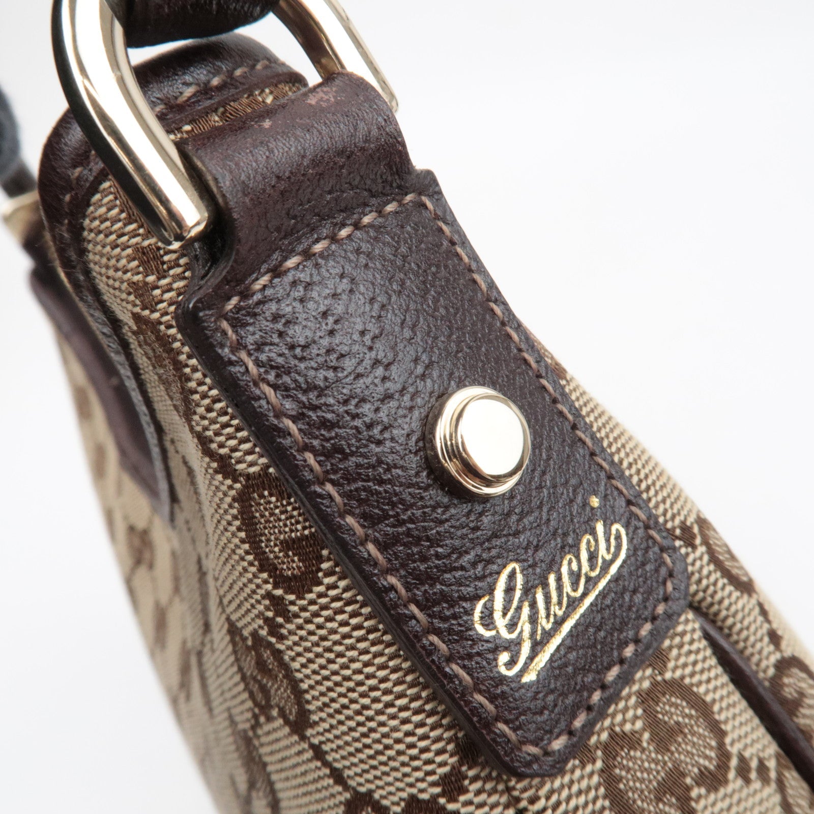 GUCCI Abby Shoulder Bag GG Canvas Leather Beige Brown 130738 *Dust bag