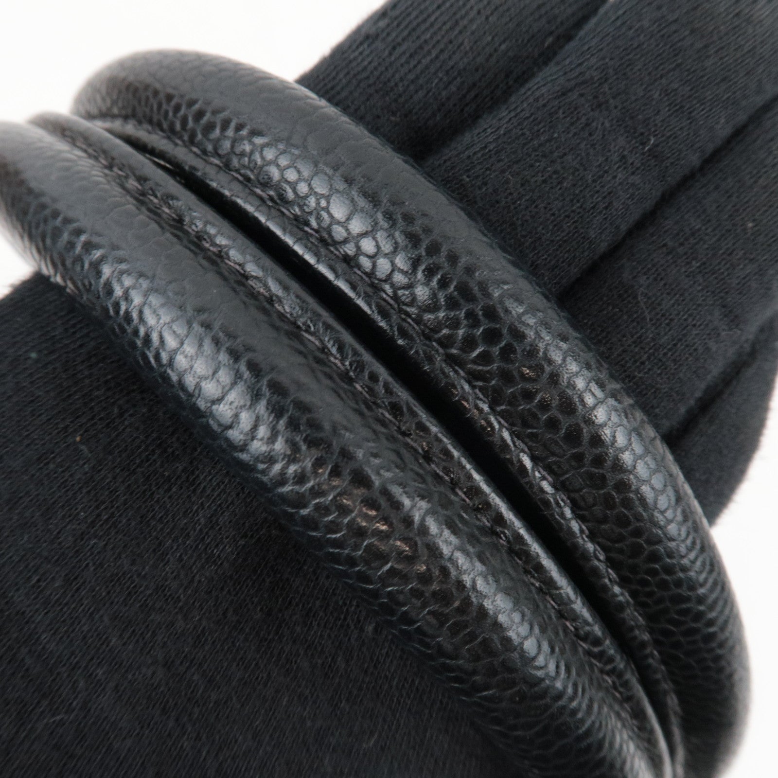 CHANEL Medallion Tote Bag Caviar Skin Black Silver HDW A01804 10031008